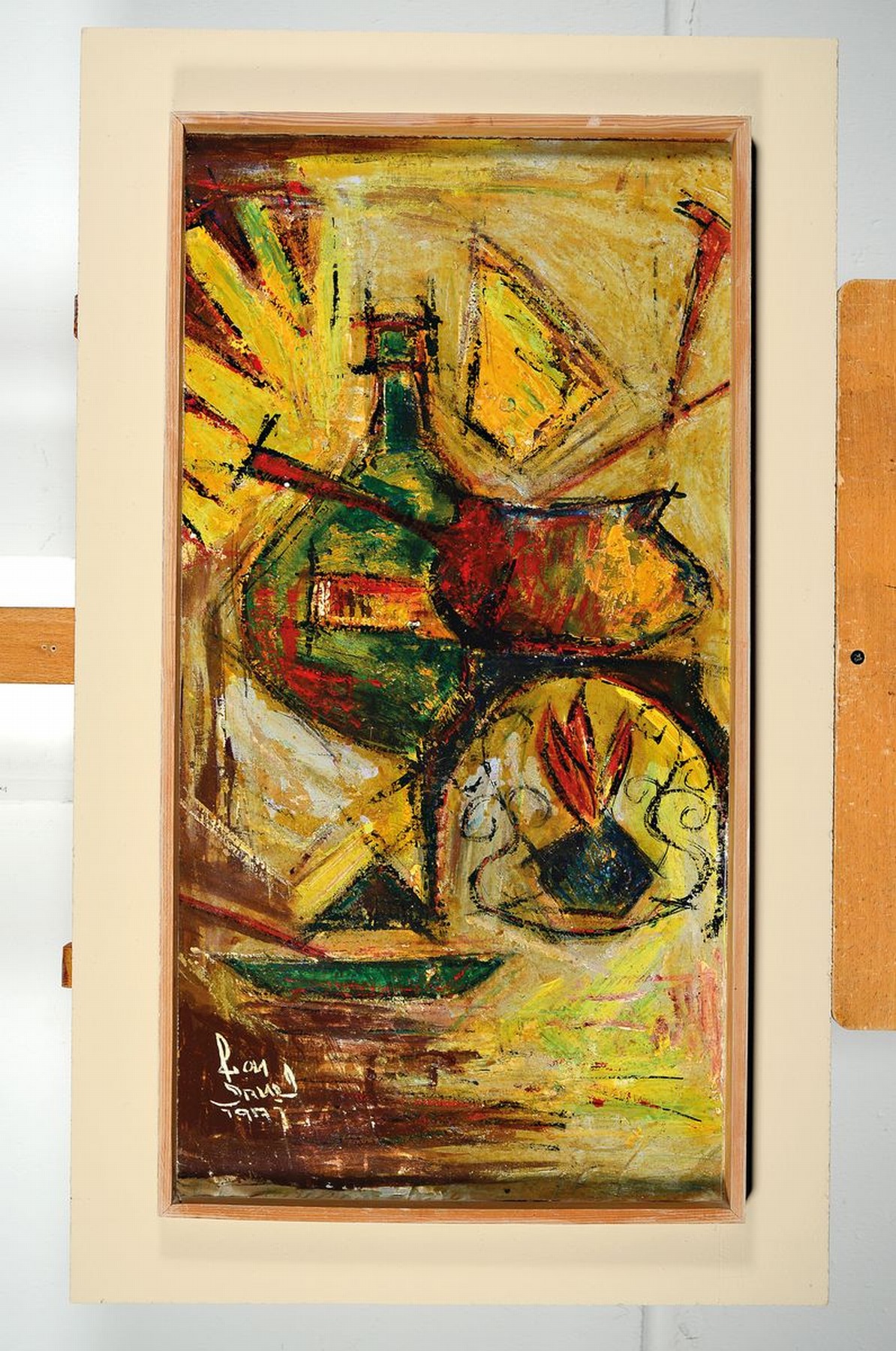 Detail m: Rolf Ortner, geb. 1940 Speyer, 2 Arbeiten: durchzechte Nacht und Fondue, Öl/Spanplatte, beide signiert, je ca. 70x36cm,R. ca. 84x50cm