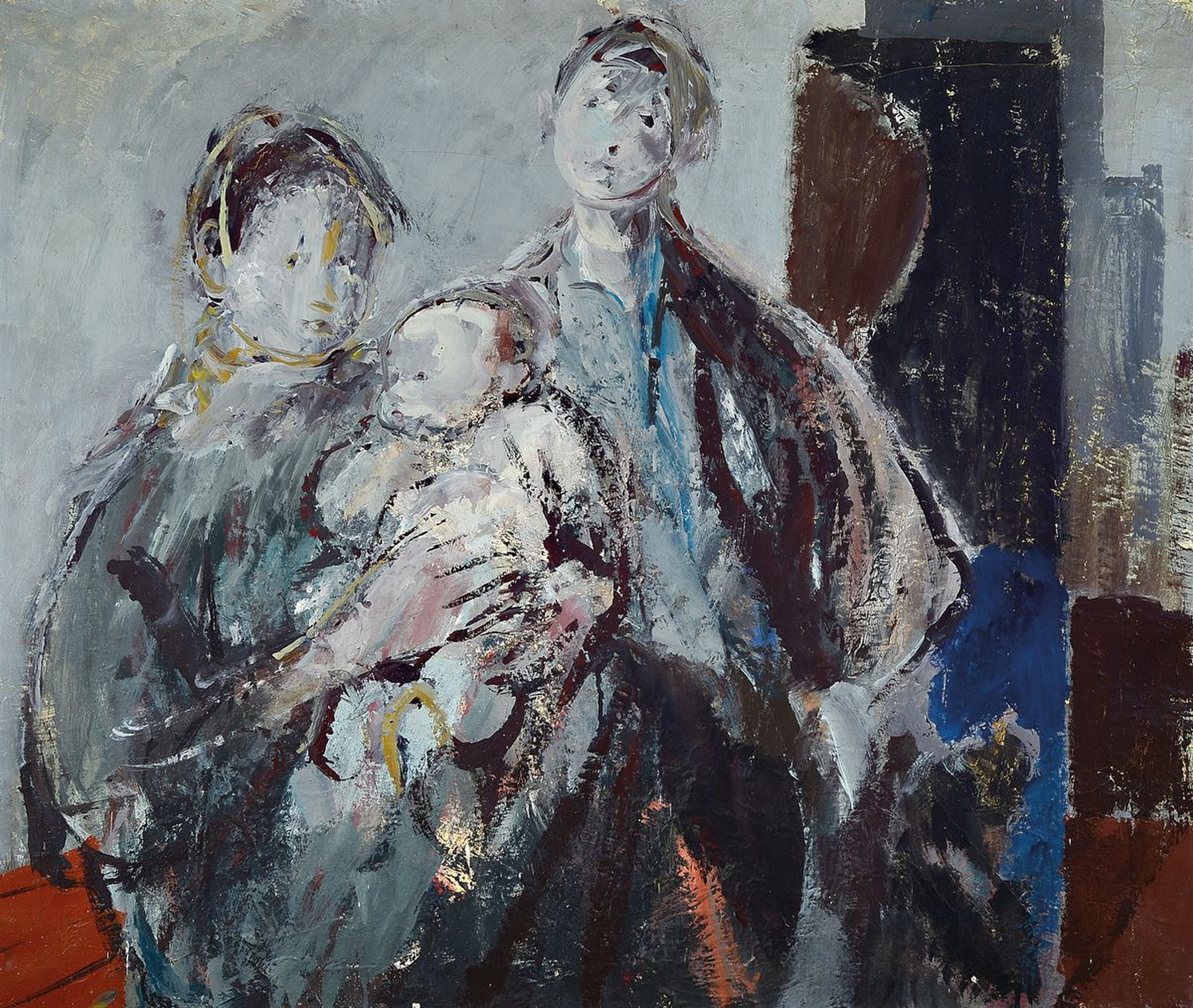 Unbekannter zeitgenössischer Künstler, Porträt einer Familie, Öl/Lwd, unsign., ca. 84x100cm, R. ca. 100x116cm
