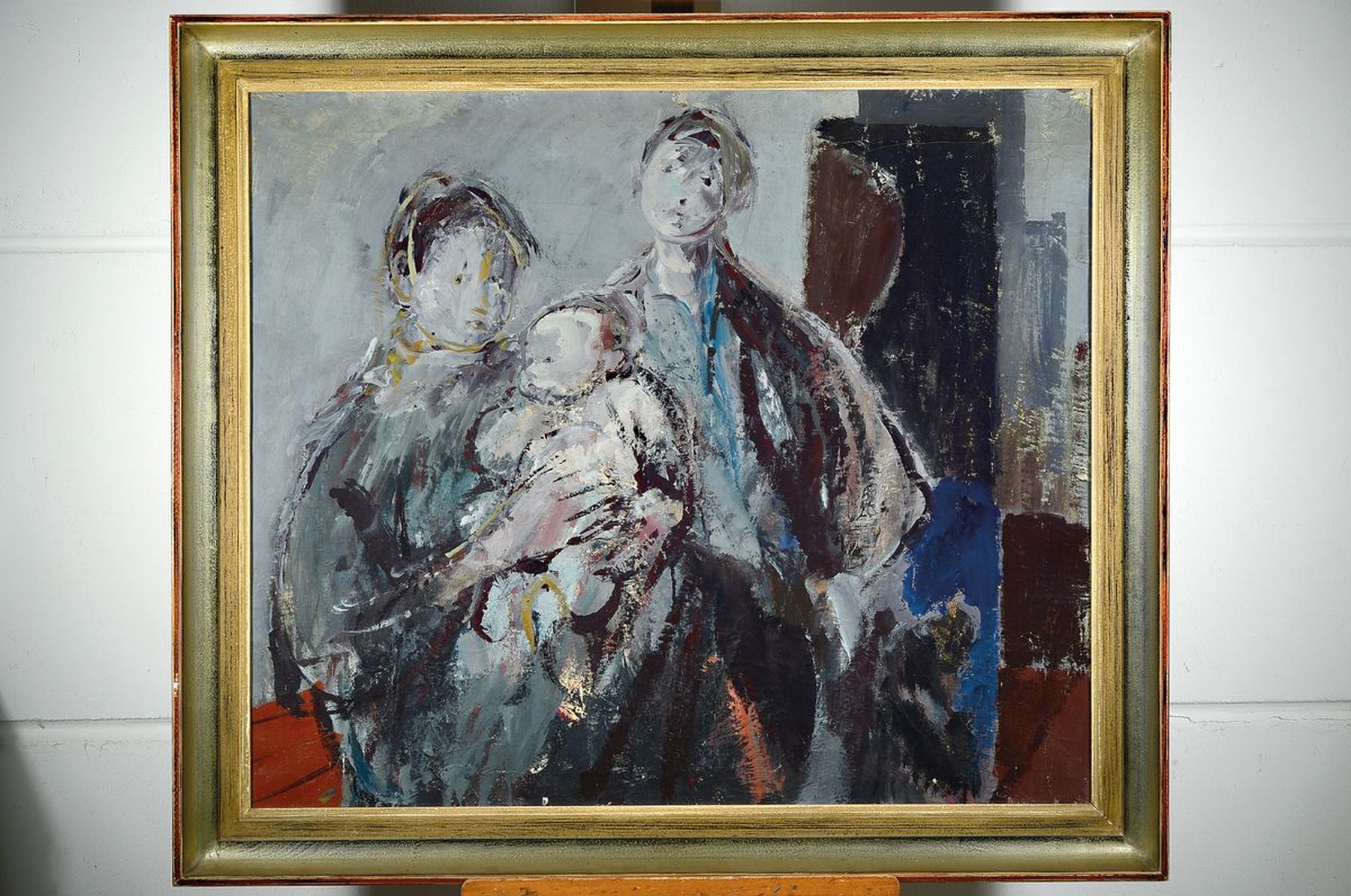 Detail k: Unbekannter zeitgenössischer Künstler, Porträt einer Familie, Öl/Lwd, unsign., ca. 84x100cm, R. ca. 100x116cm