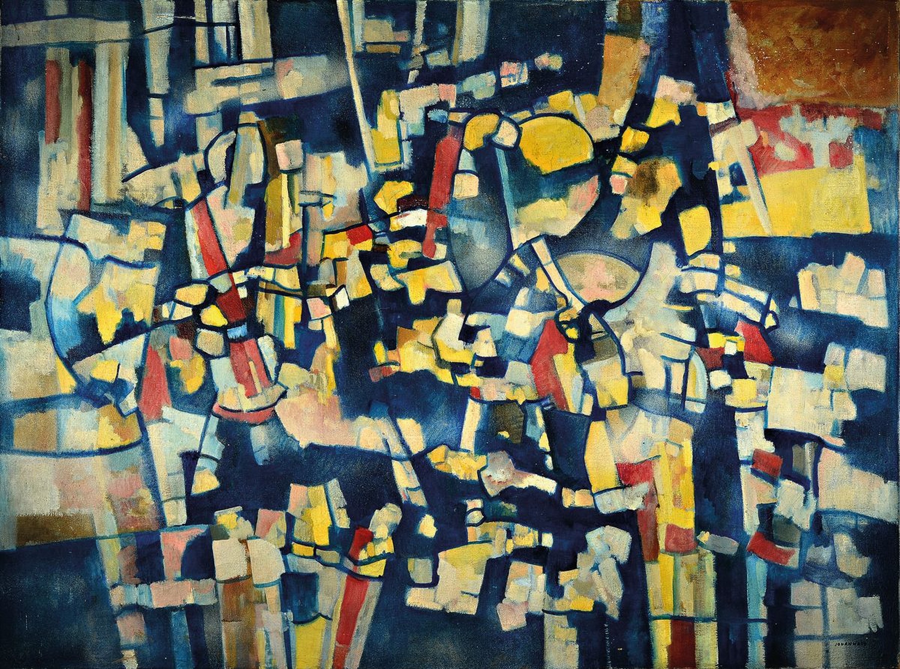 Yves Jouannaud, 1924-1995, "Die Straße", Öl/Lwd, rechts unten signiert, ca. 99x130cm, kleine Oberflächenschäden, Reinigung empfohlen