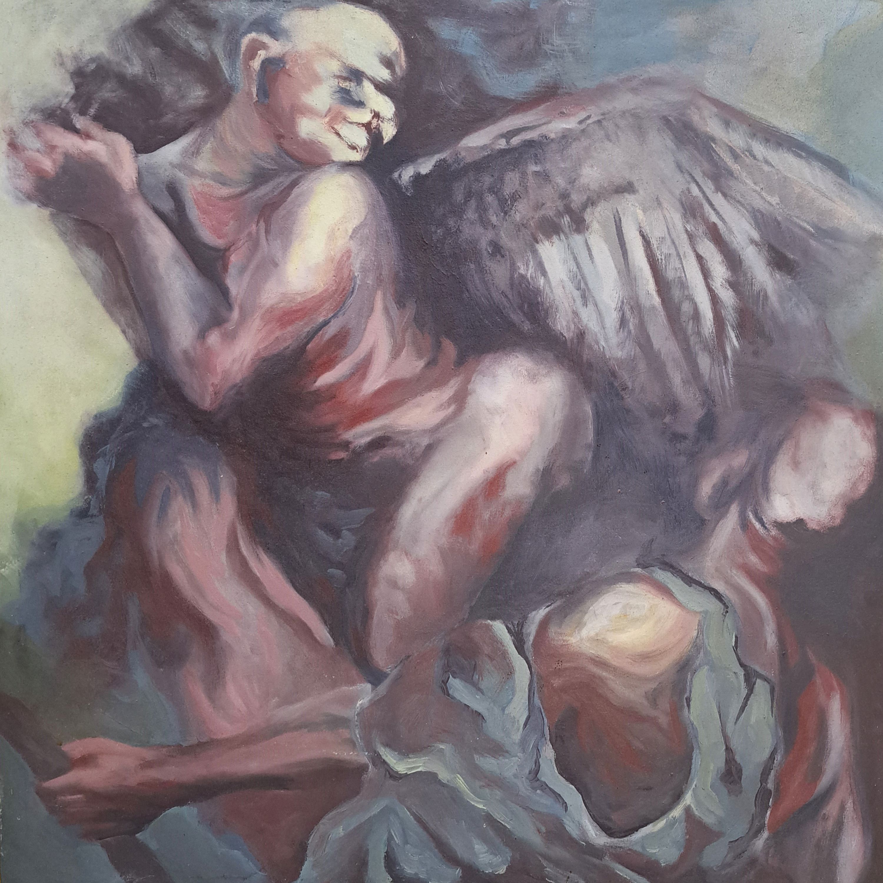 Detail k: Till, zeitgenössischer Künstler, Dädalus und Ikarus, Öl/Lwd, rückseitig signiert, ca. 90x90cm