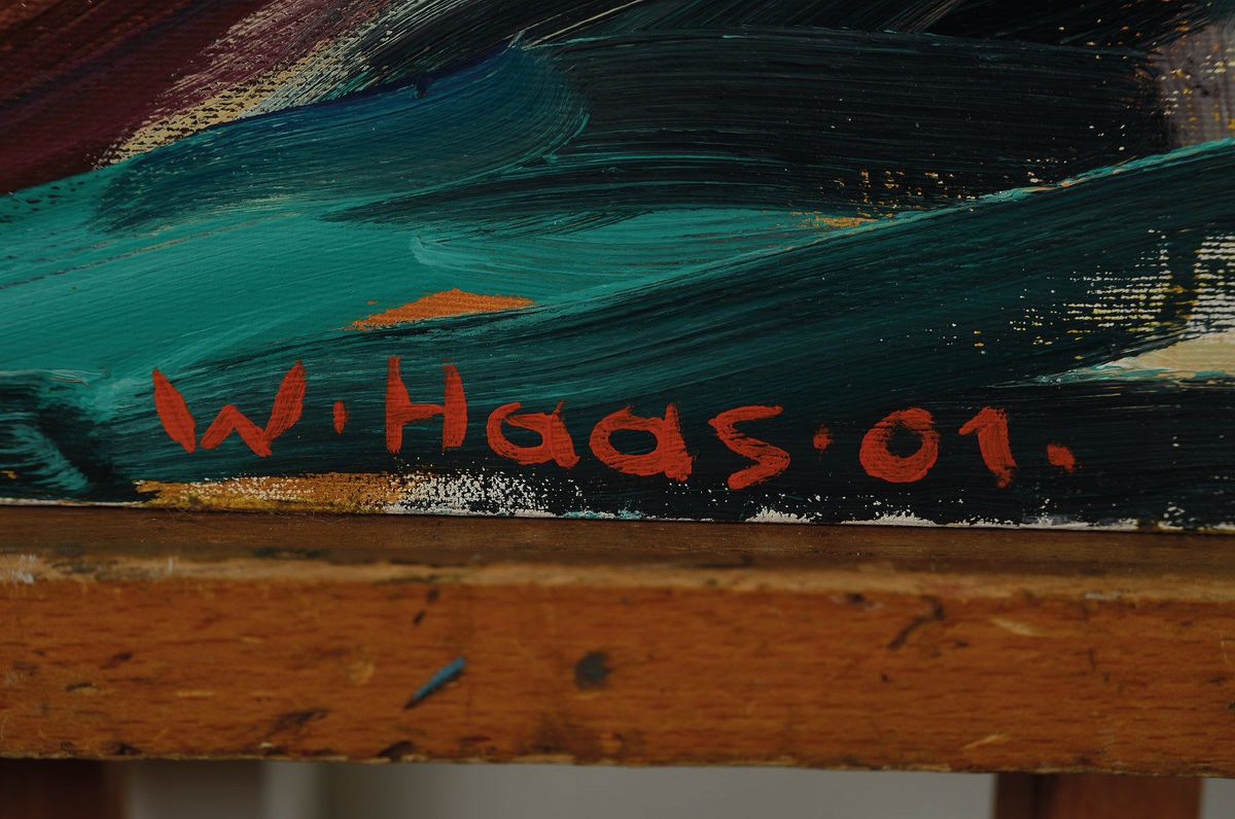Detail a: Willibrord Haas, geb. 1936, "Libonati", männlicher Akt, Acryl/Lwd, signiert und dat. 01, rückseitig betitelt, ca. 100x80cm