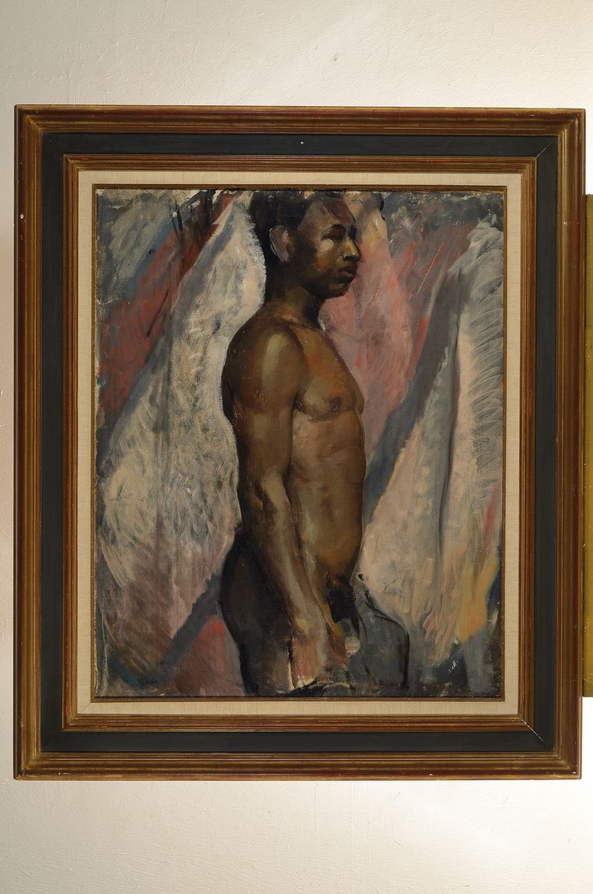 Detail k: C. Astier, wohl französischer Maler, um 1930, Dreiviertelporträt eines männlichen Aktes, Öl/Lwd/Hartfaser, links unten signiert, ca. 81x65cm, R. ...