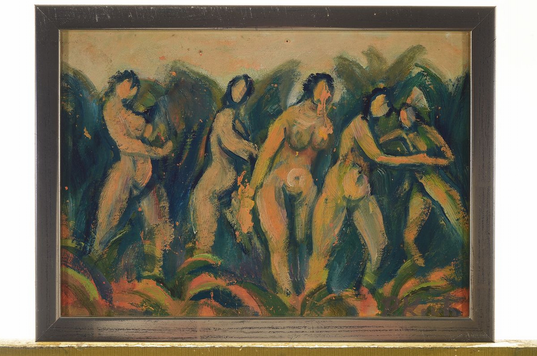 Detail k: Peter Koch, 1874-1956 Gimmeldingen, 5 Akte am Waldrand, Öl/Malkarton, rechts unten signiert, ca. 23x33cm, R. ca. 25x35cm