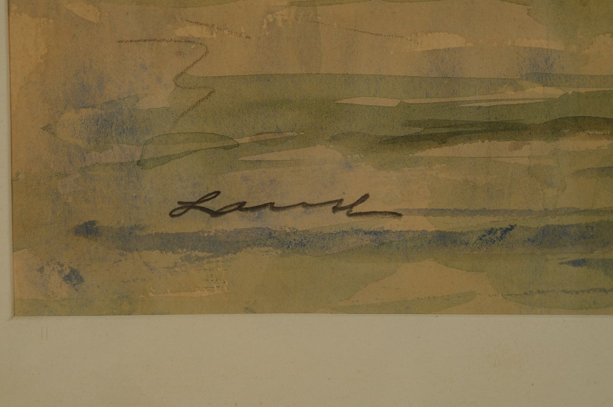 Detail a: Robert Lauth, 1896-1985 Ludwigshafen am Rhein, Blick auf den Rheinhafen, Aquarell auf Papier, links unten signiert, ca. 21x28cm, PP, u.Gl., R. ca. ...