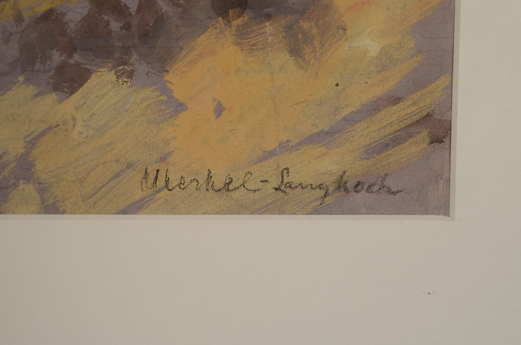 Detail a: Adolf Merkel-Langkoch, geb. 1900 Schwetzingen, Der Rheinhafen in Ludwigshafen, Aquarell auf Papier, rechts unten sign., ca. 20x44cm, PP, u.Gl., R. ...