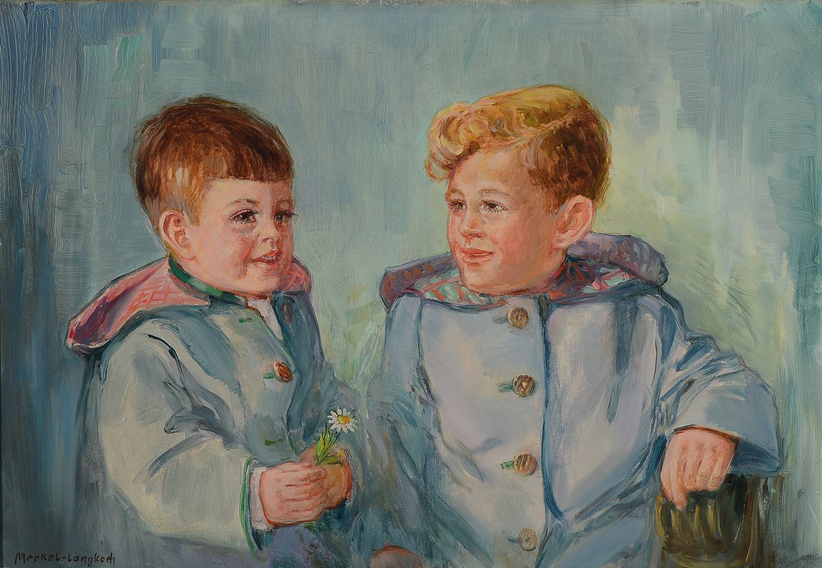 Adolf Merkel-Langkoch, geb. 1900 in Schwetzingen, zwei Kinder, Öl/Lwd, links unten signiert, ca. 48x69cm, R. ca 56x78cm
