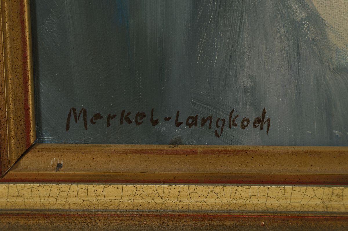 Detail a: Adolf Merkel-Langkoch, geb. 1900 in Schwetzingen, zwei Kinder, Öl/Lwd, links unten signiert, ca. 48x69cm, R. ca 56x78cm
