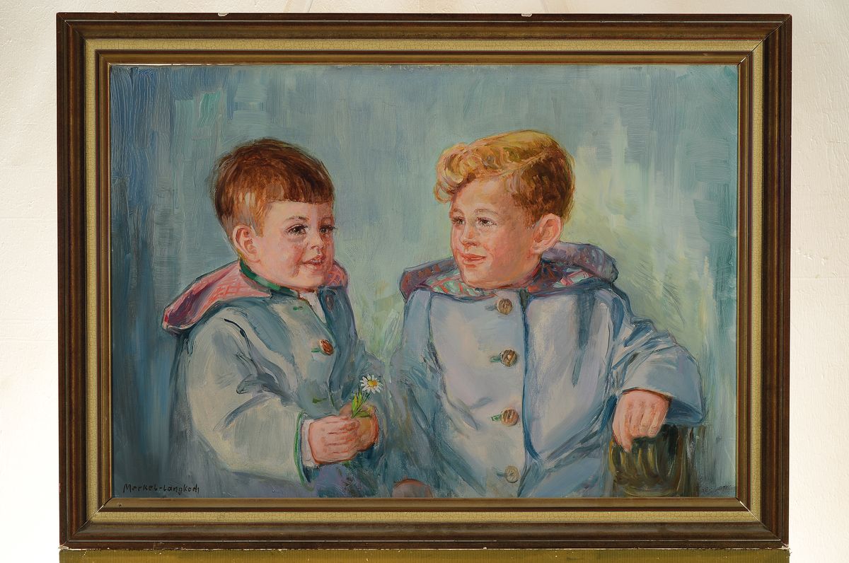 Detail k: Adolf Merkel-Langkoch, geb. 1900 in Schwetzingen, zwei Kinder, Öl/Lwd, links unten signiert, ca. 48x69cm, R. ca 56x78cm