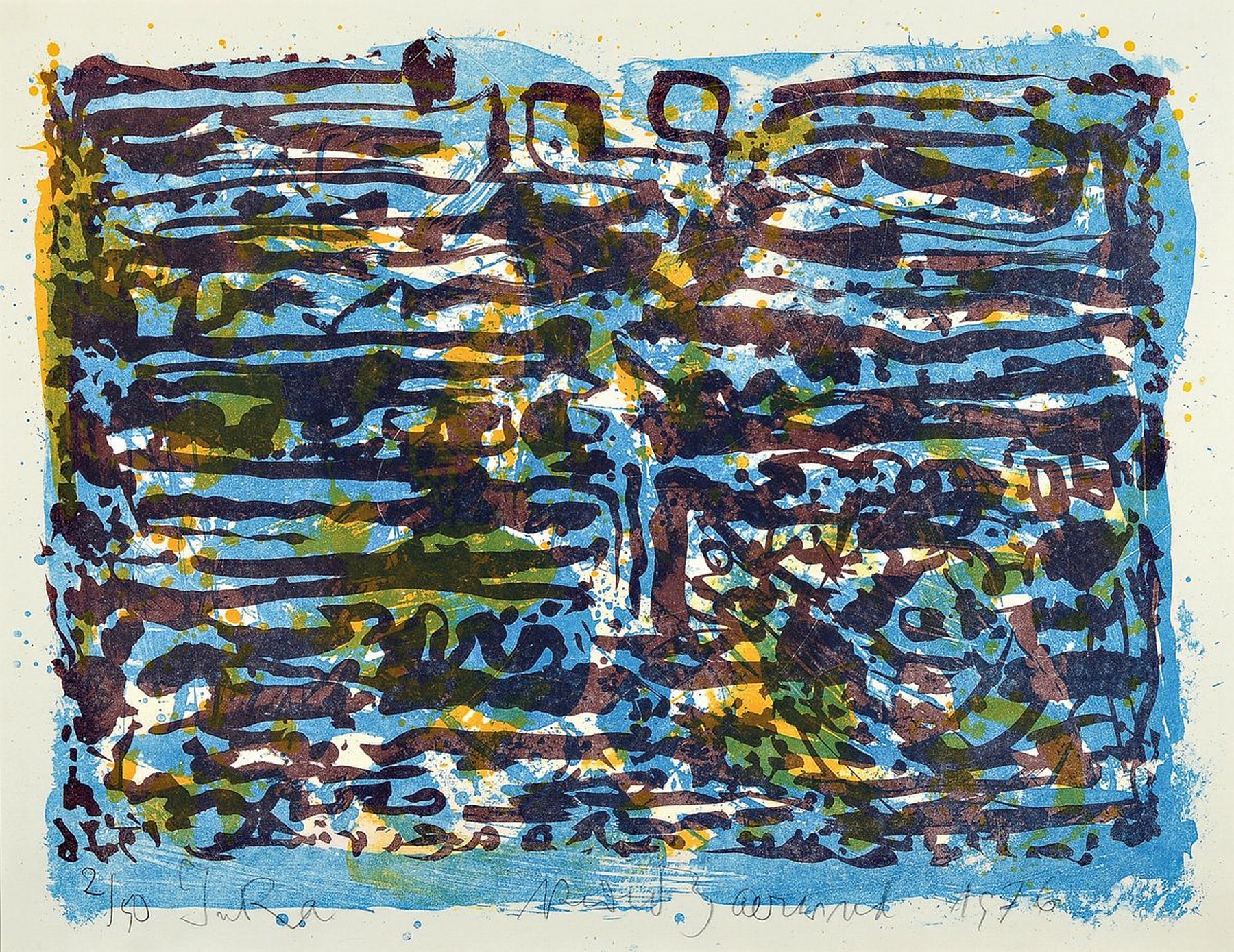 Rudi Baerwind, 1910-1982 Mannheim, Studium on Berlin, München und Paris, war Schüler von Fernand Leger, hier: Jura, Farblitho, sign. und dat. 1976, ...