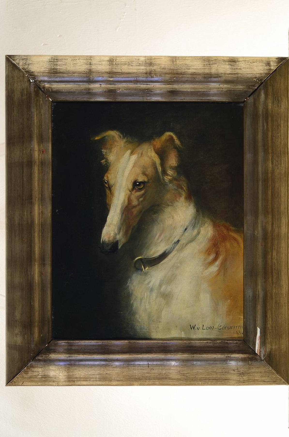 Detail k: Walter von Looz-Corswarem, 1874 Weiden in Holstein-1946 Berlin, Hundeporträt, Öl/Lwd, rechts unten signiert und dat. 98, leichte Altersspuren, ca. ...