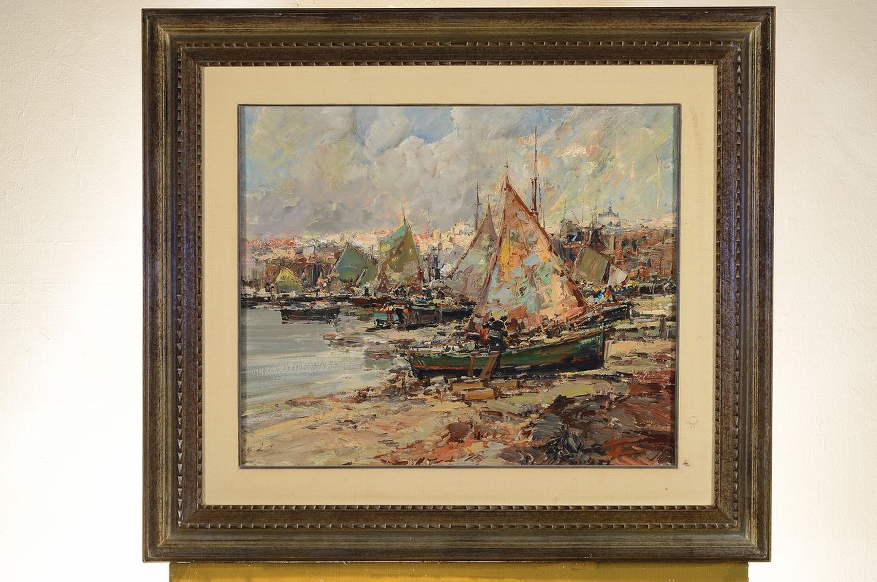 Detail k: A. Traviero o.ä., Maler der 1. Hälfte des 20. Jh., Vele a Chioggia, so rückseitig betitelt, Öl/Lwd, rechts unten signiert, ca. 50x60cm, R. ca. ...