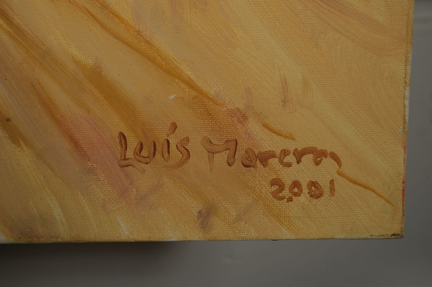 Detail a: Luis Morera, geb. 1946 La Palma / Kanarische Inseln, Schüler von Cesar Manrique, hier: Carneval in Santa Cruz de La Palma, Öl/Lwd, rechts unten ...
