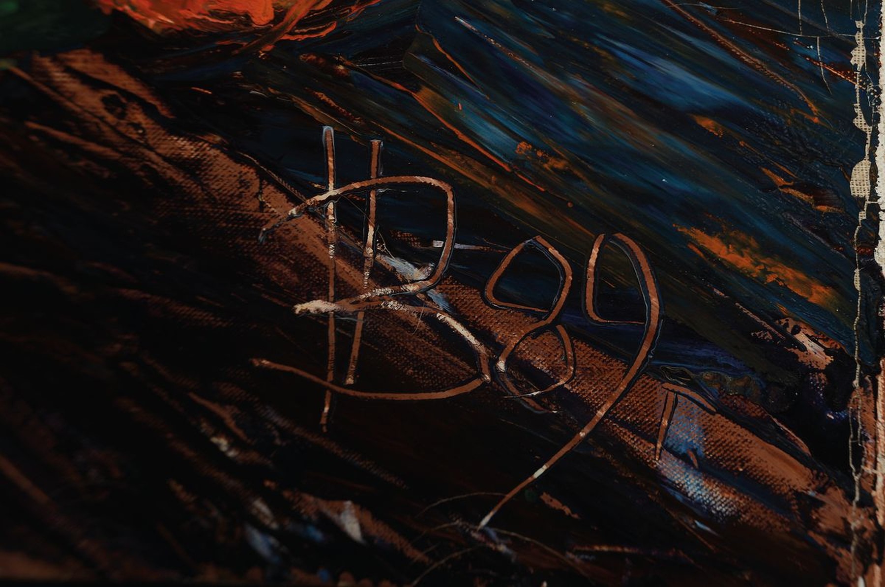Detail a: Nikolaj Vladimirovic Pivovarov, geb. 1957, Nackte Wahrsagerin vor rotem Sonnenuntergang, so rückseitig in kyrillisch betitelt, Öl/Lwd, ...