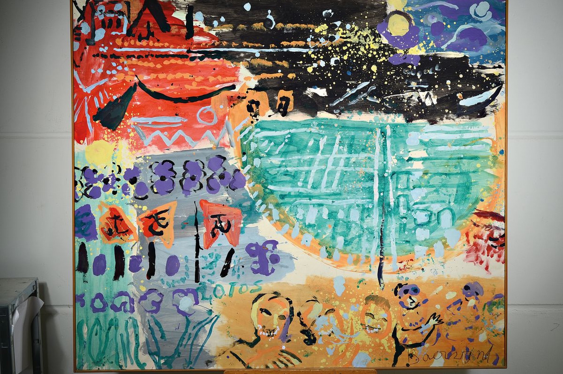Detail k: Rudi Baerwind, 1910-1982 Mannheim, Studium an den Akademien Berlin, München und Paris, war Schüler von Fernand Leger, hier: Lotos, Chinesen in ...