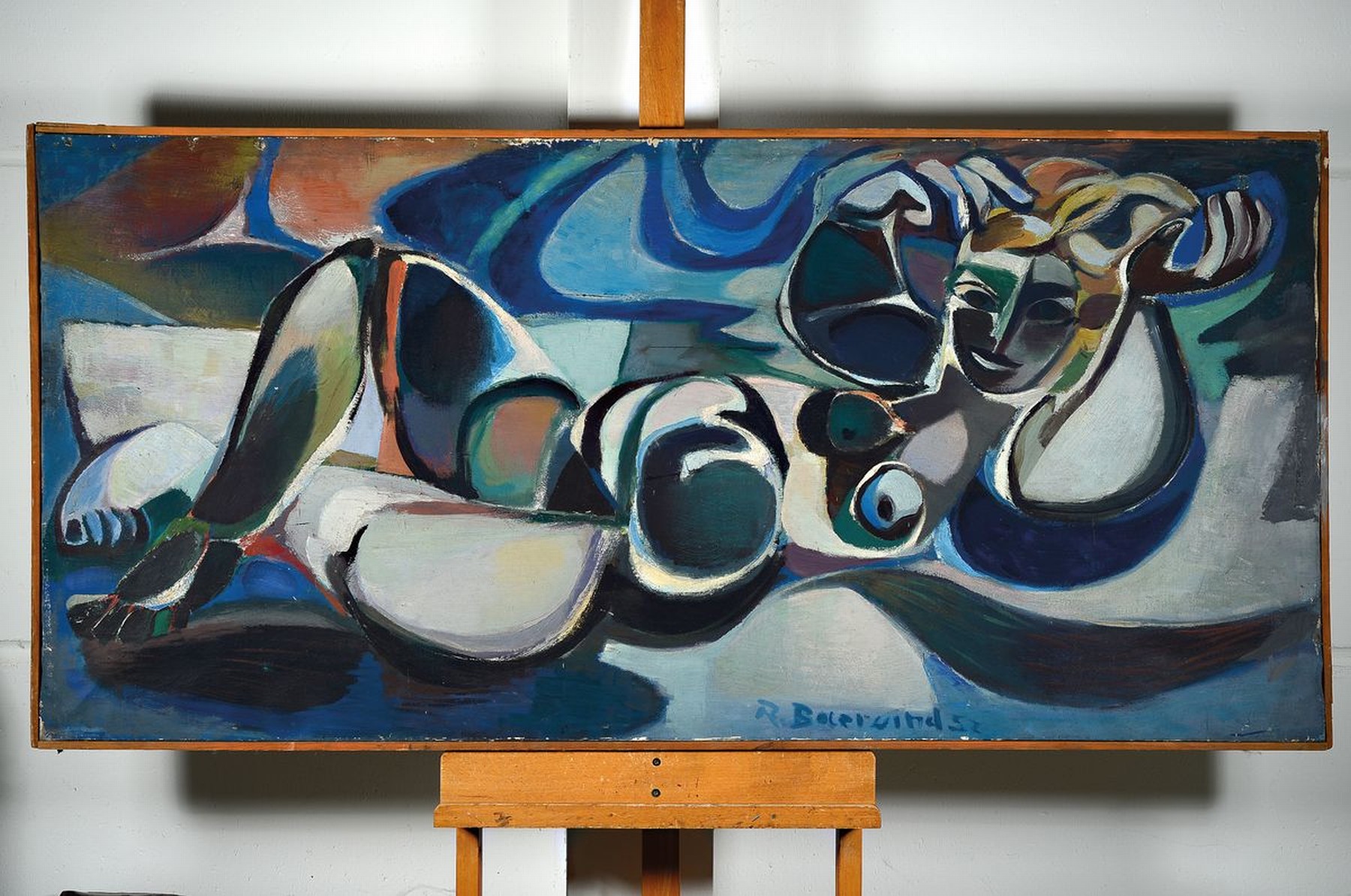 Detail k: Rudi Baerwind, 1910-1982 Mannheim, Studium in Berlin, München und Paris, war Schüler von Fernand Leger, hier: Die Nacht, rückseitigso betitelt, ...