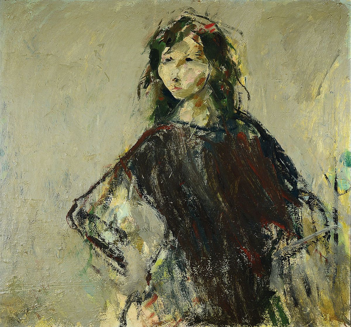 Unbekannter zeitgenössischer Künstler, Porträt einer jungen Frau, Öl/Lwd, ca. 75x80cm, R. ca. 97x102cm