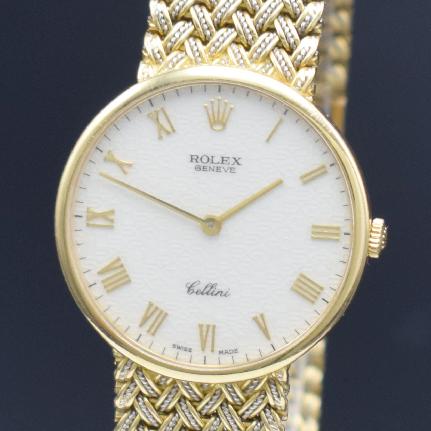 Detail a: ROLEX Cellini Goldbanduhr Referenz 4379/8 in GG/WG 750/000, Schweiz verk. lt. beil. orig. Quittung 12/1990, Handaufzug, gedr. Geh., Nummer durch ...