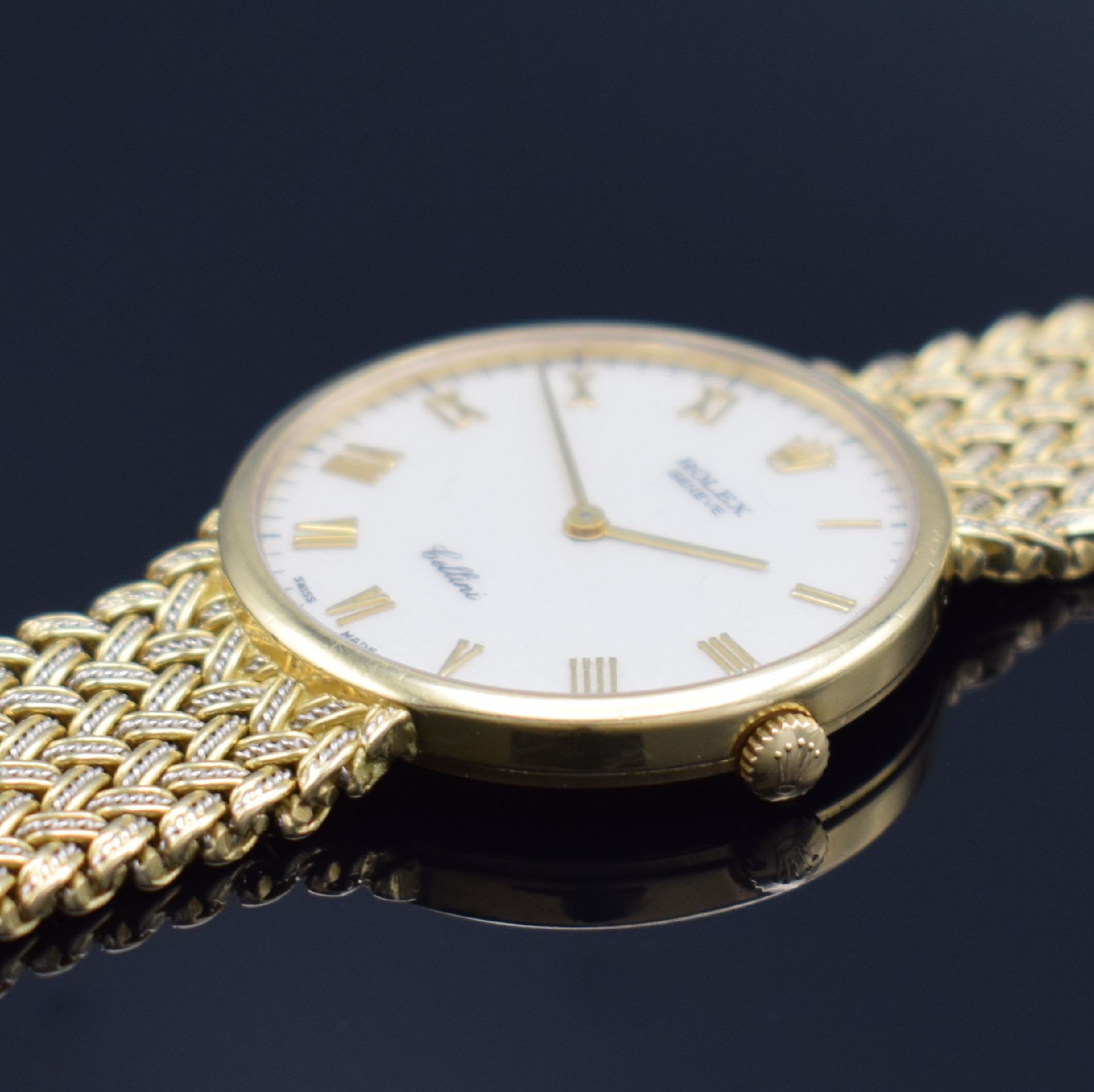 Detail c: ROLEX Cellini Goldbanduhr Referenz 4379/8 in GG/WG 750/000, Schweiz verk. lt. beil. orig. Quittung 12/1990, Handaufzug, gedr. Geh., Nummer durch ...