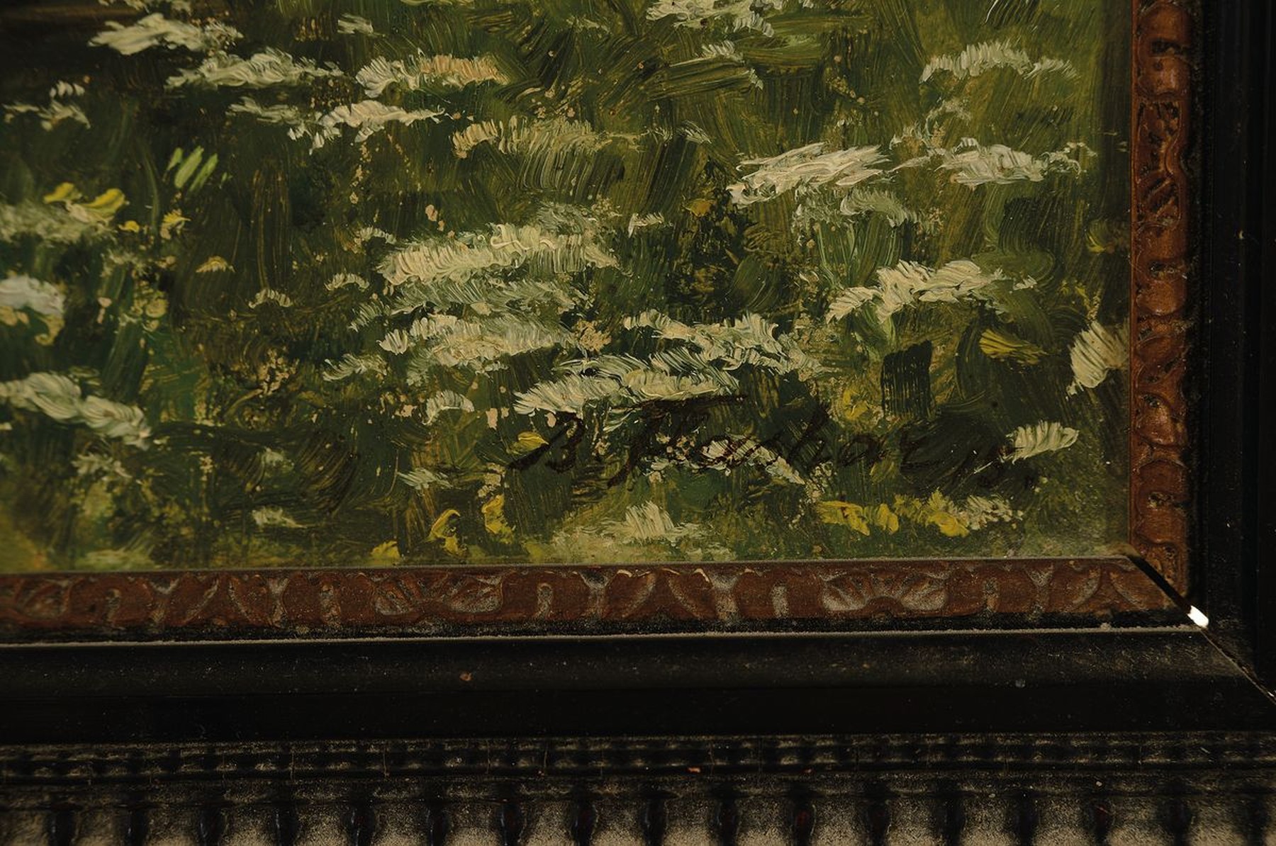 Detail a: Bruno Flashar, 1887-1961 München, Hütte im Gebirge, Öl/Malkarton, rechts unten signiert, rückseitig handschriftl. Widmung von 1916, ca. 30x40cm, ...