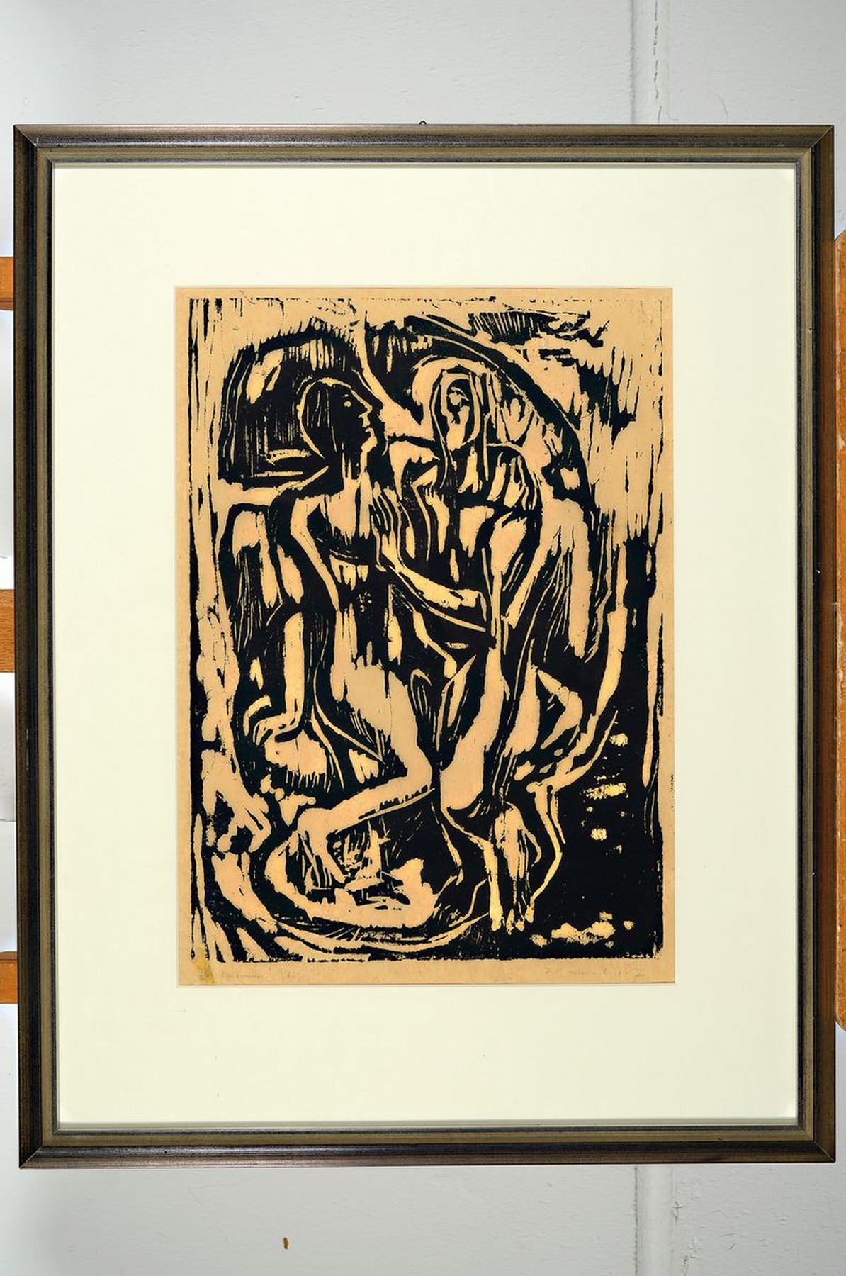 Detail k: Rudi Baerwind, 1910-1982 Mannheim, Studium in Berlin, München und Paris, war Schüler von Fernand Leger, hier: Der Zwiemann, Holzschnitt, betitelt, ...