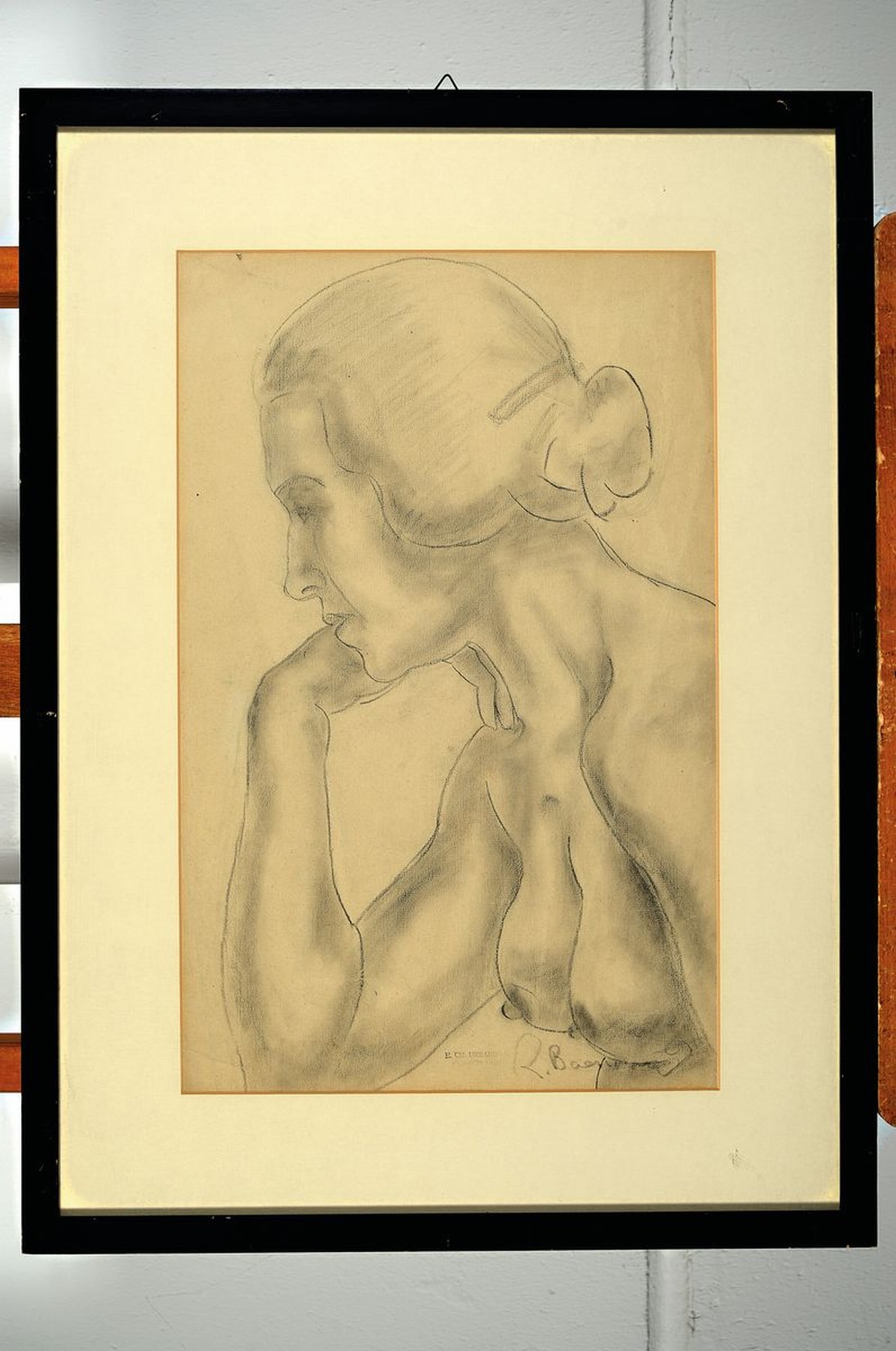 Detail k: Rudi Baerwind, 1910-1982 Mannheim, Studium in Berlin, München und Paris, war Schüler von Fernand Leger, hier: Profilporträt einer jungen Frau ...