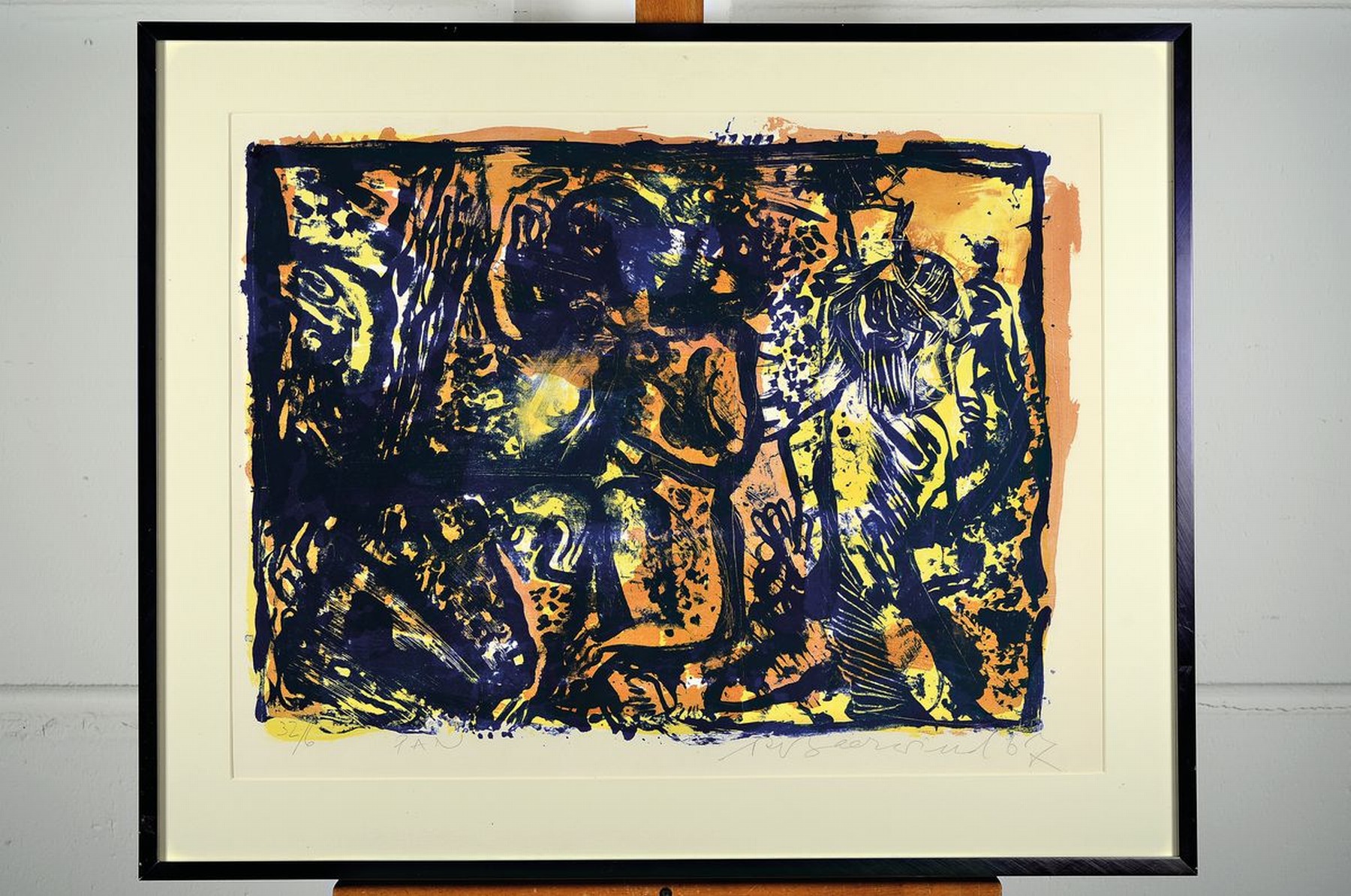 Detail k: Rudi Baerwind, 1910-1982 Mannheim, Studium an den Akademien Berlin, München und Paris, war Schüler von Fernand Leger, hier: Pan, Farblithographie ...