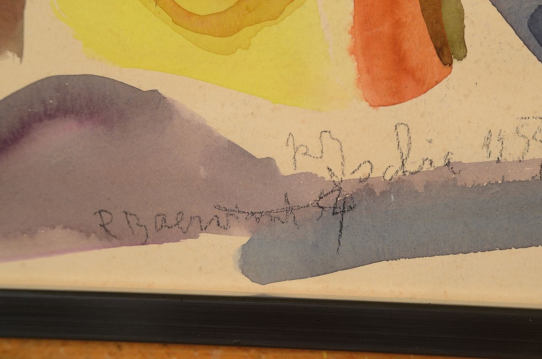 Detail a: Rudi Baerwind, 1910-1982 Mannheim, Studium an den Akademien Berlin, München und Paris, war Schüler von Fernand Leger, hier: Ischia, Aquarell auf ...