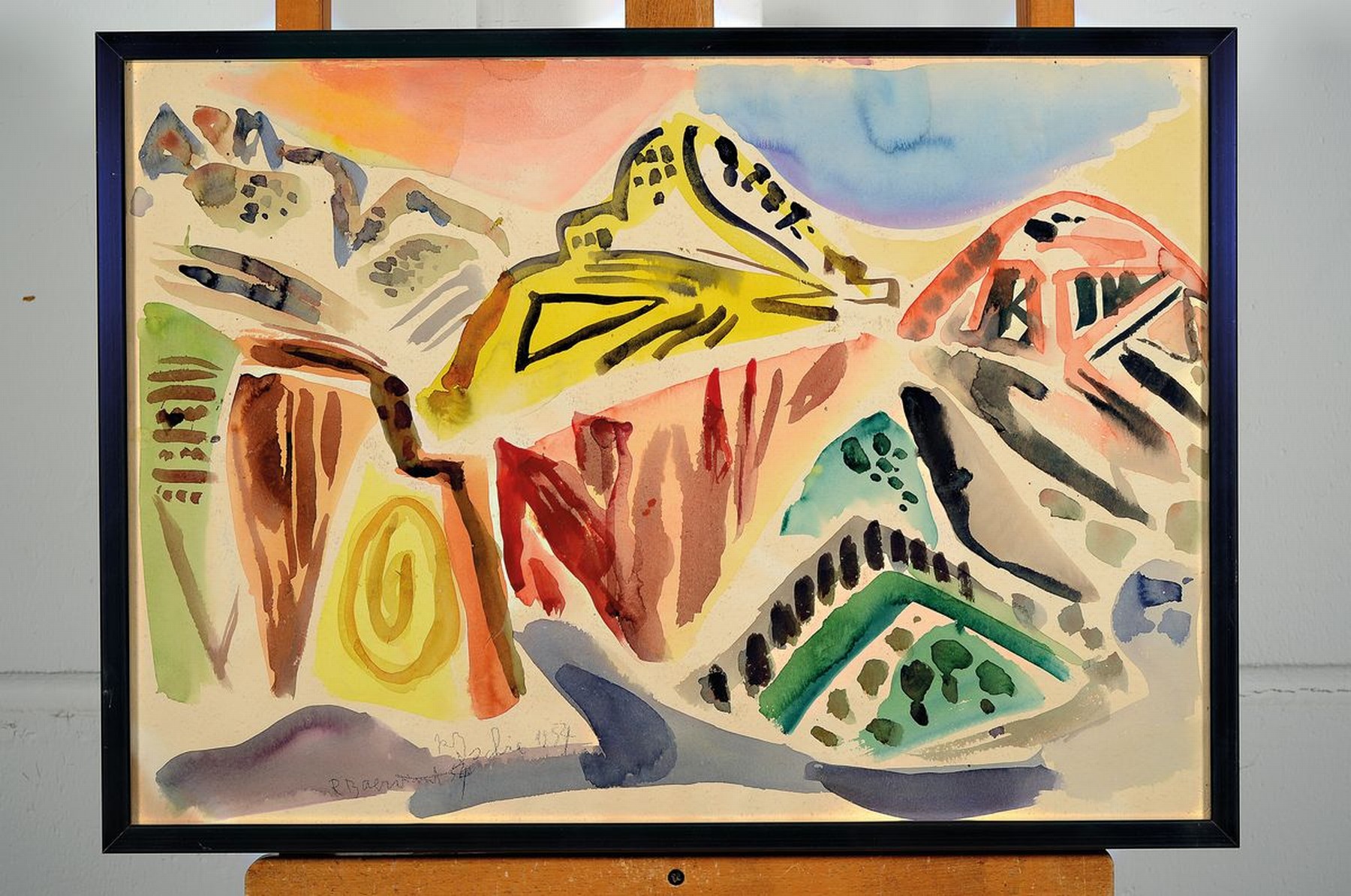 Detail k: Rudi Baerwind, 1910-1982 Mannheim, Studium an den Akademien Berlin, München und Paris, war Schüler von Fernand Leger, hier: Ischia, Aquarell auf ...