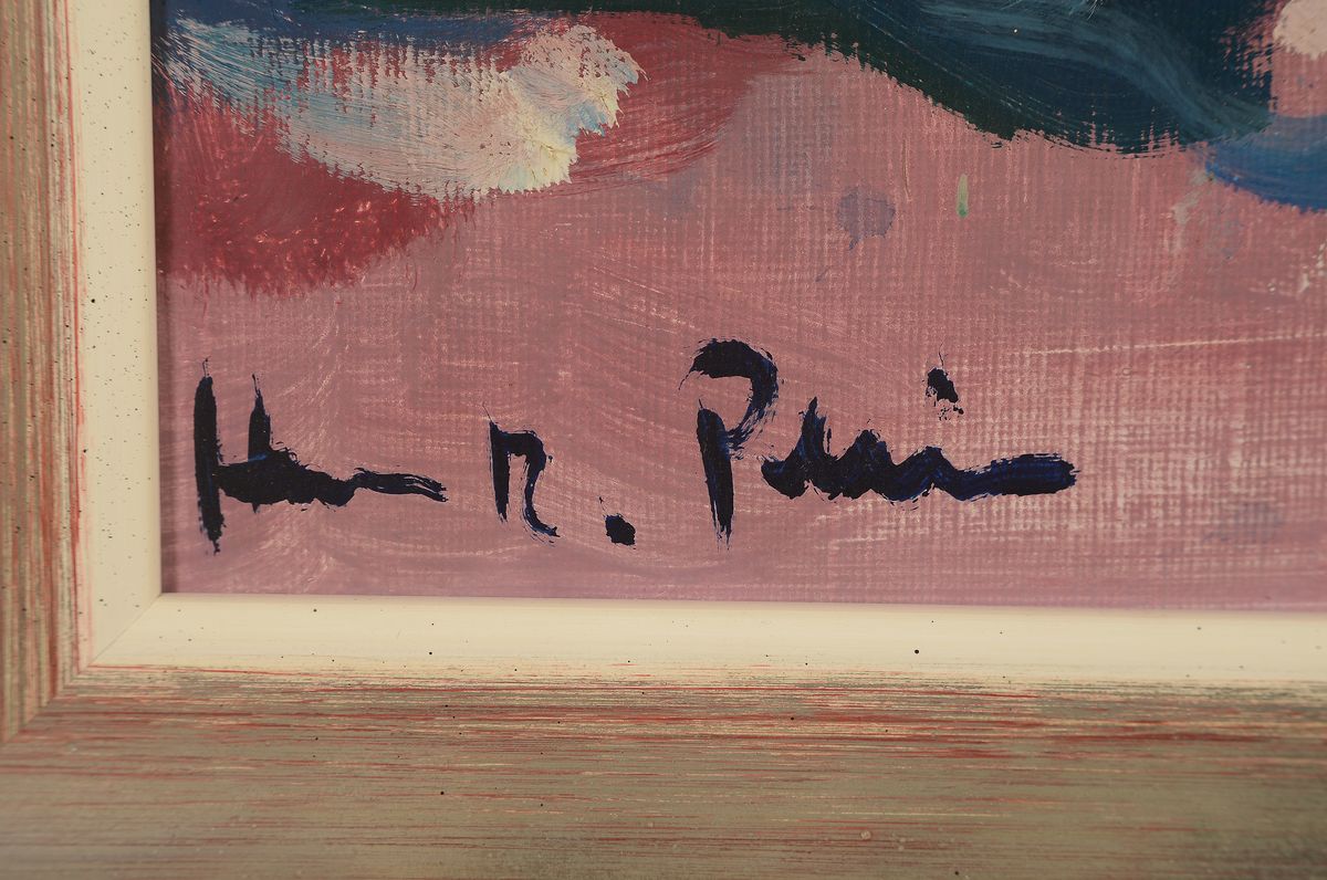 Detail a: Hans Rolf Peter, 1926-2020 Neustadt an der Weinstraße, Kastanienblüten, Öl/Malkarton, links unten sign., rückseitig dat. 1969, ca. 100x40cm, R. ...