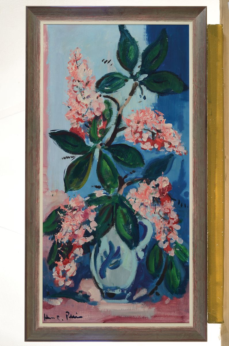 Detail k: Hans Rolf Peter, 1926-2020 Neustadt an der Weinstraße, Kastanienblüten, Öl/Malkarton, links unten sign., rückseitig dat. 1969, ca. 100x40cm, R. ...