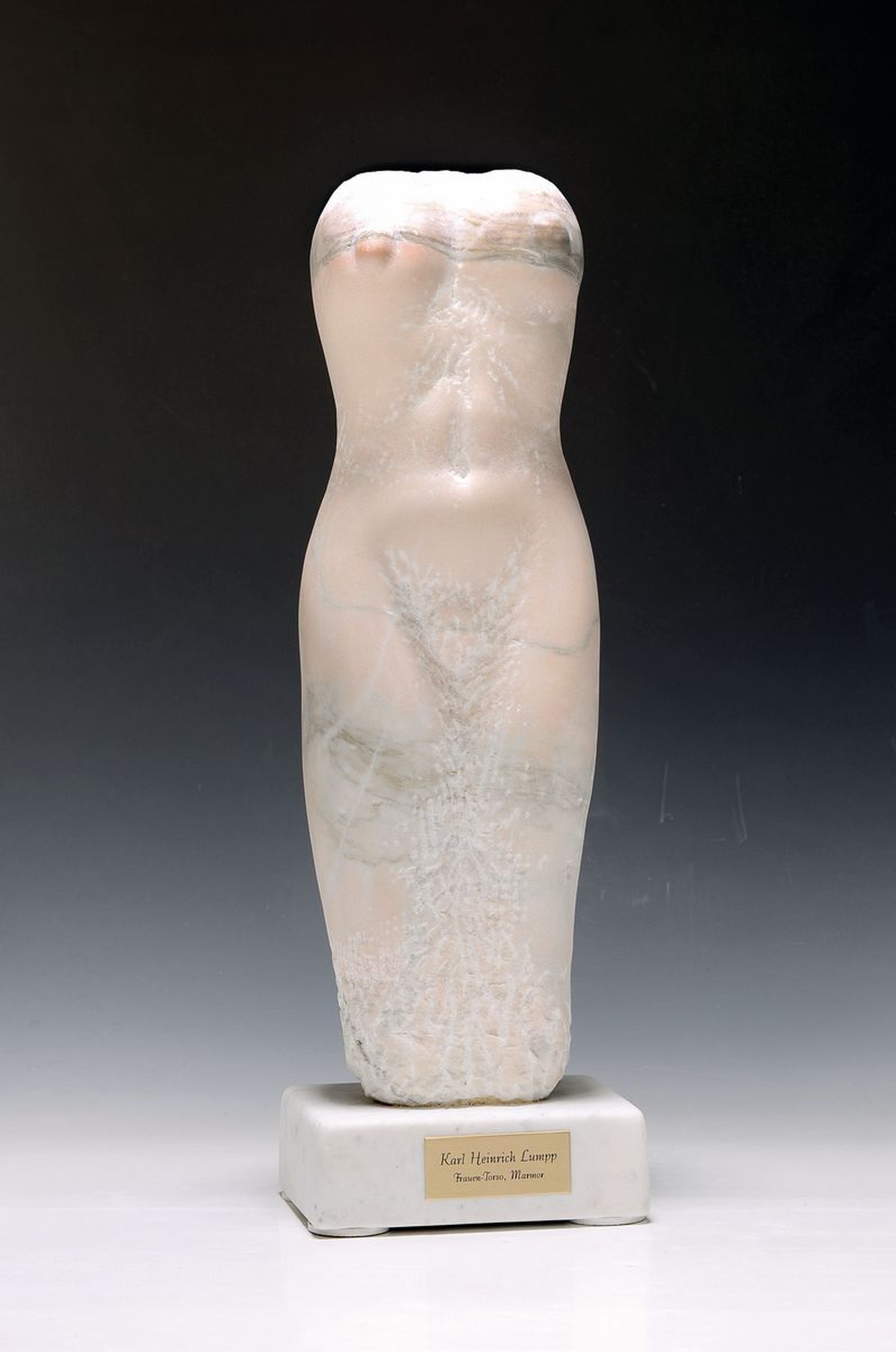 Karl Heinrich Lumpp, Marmorskulptur, weiblicher Torso, H. ca. 50 cm