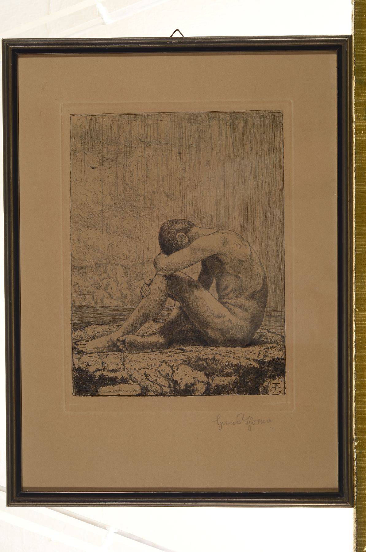 Detail c: Hans Thoma, 1839 Bernau-1924 Karlsruhe, 6 handsignierte Grafiken, Allographien und Radierungen, teils gebräunt, eines mit Wasserflecken außerhalb ...