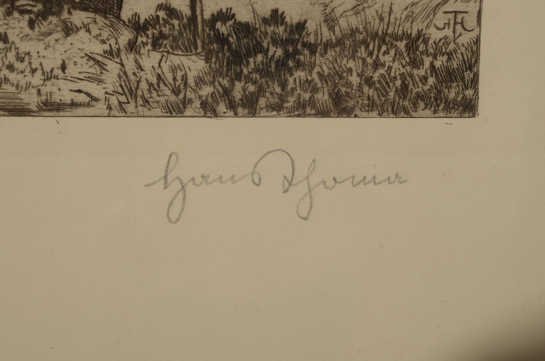 Detail d: Hans Thoma, 1839 Bernau-1924 Karlsruhe, 6 handsignierte Grafiken, Allographien und Radierungen, teils gebräunt, eines mit Wasserflecken außerhalb ...