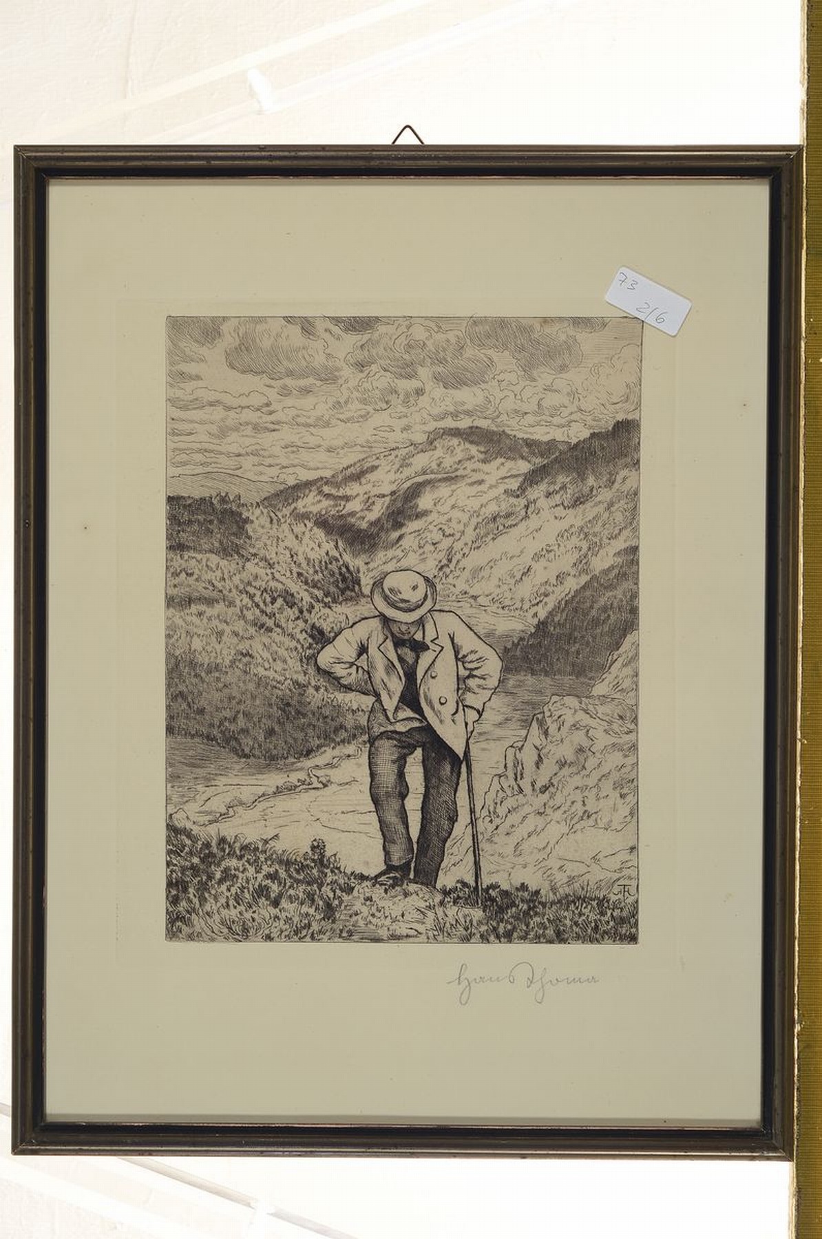 Detail k: Hans Thoma, 1839 Bernau-1924 Karlsruhe, 6 handsignierte Grafiken, Allographien und Radierungen, teils gebräunt, eines mit Wasserflecken außerhalb ...
