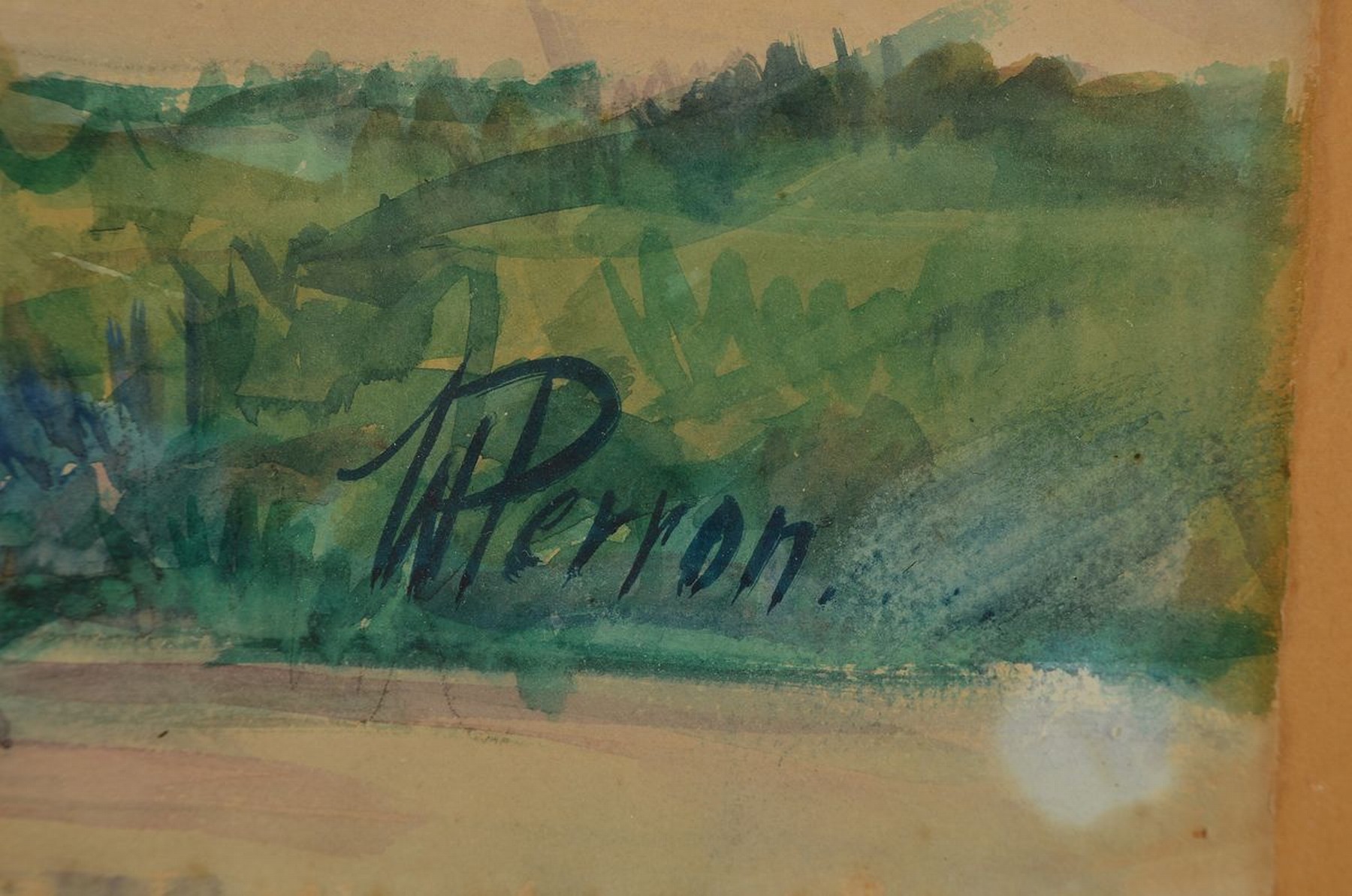Detail a: Walter Perron, 1895 Frankenthal - 1970 ebenda , Schüler von Karl Dillinger, Fritz Boehle u. Josef Sailer, Aquarell, um 1935, Ansicht einer ...