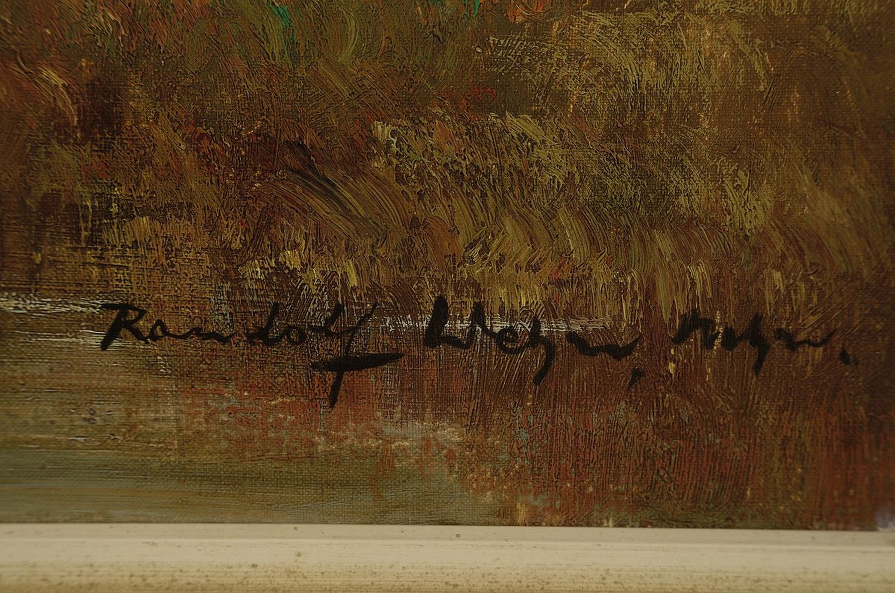 Detail a: Randolf Wehn, 1911 München - 1987 ebenda, Schüler von Prof. Peter Kalmann, hier: Landschaft des Dachauer Moos mit weidender Kuhherde, ...