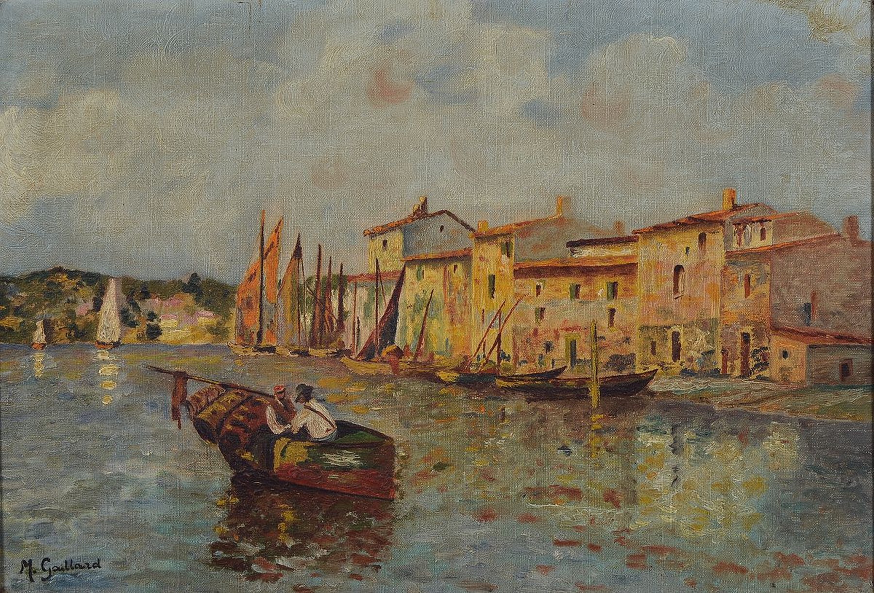 Marcel Gaillard, 1886-1947, südliche Hafenansicht, z.T. pastoser Farbauftrag, impressionistische Auffassung, links unten signiert, Öl/Lwd, R., ...