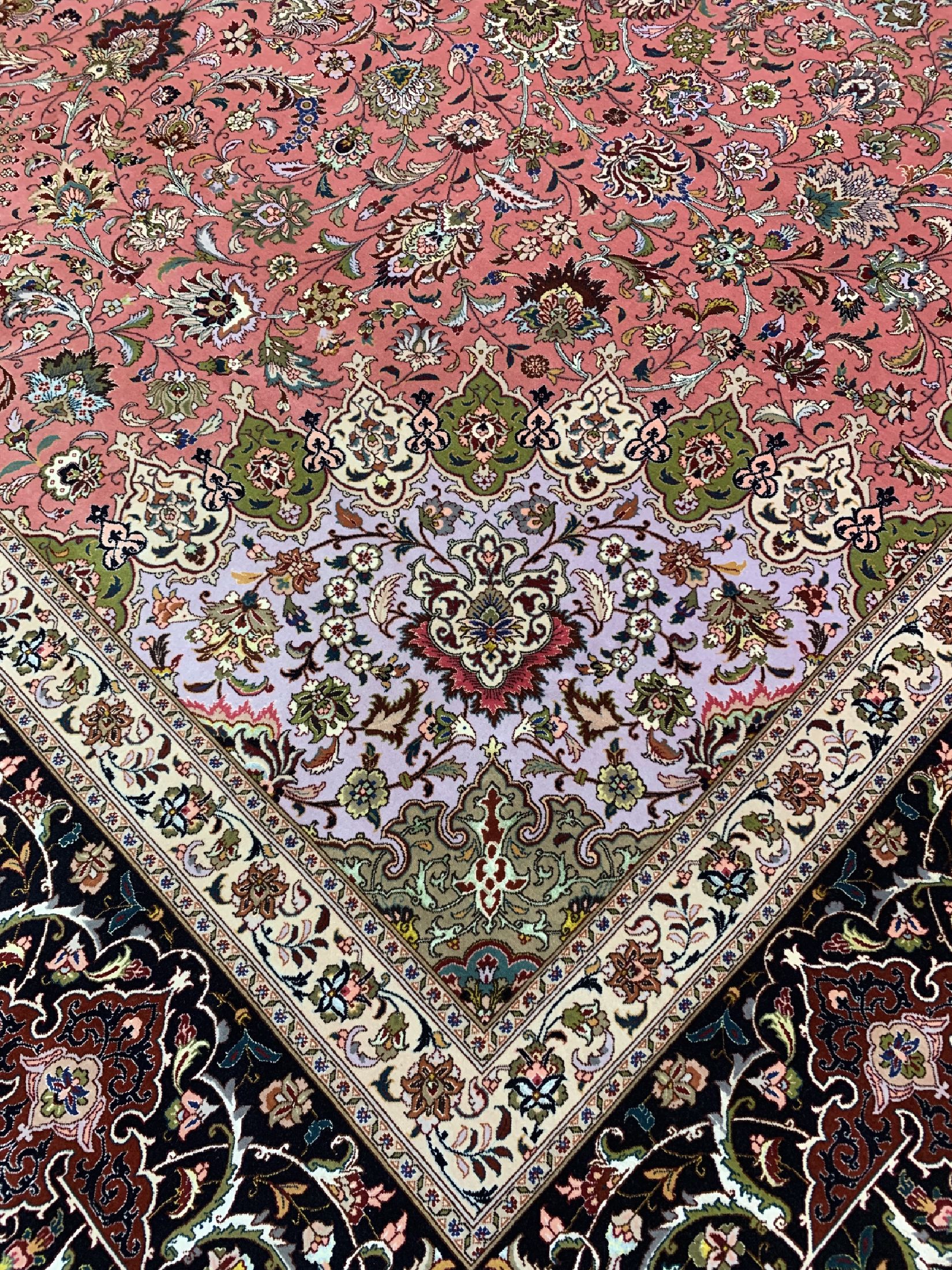 Detail a: Täbriz Palastteppich fein, Persien, um 1960, Korkwolle mit Seide, ca. 600 x 390 cm, ca. 500.000 Kn/qm, EHZ: 1-2.