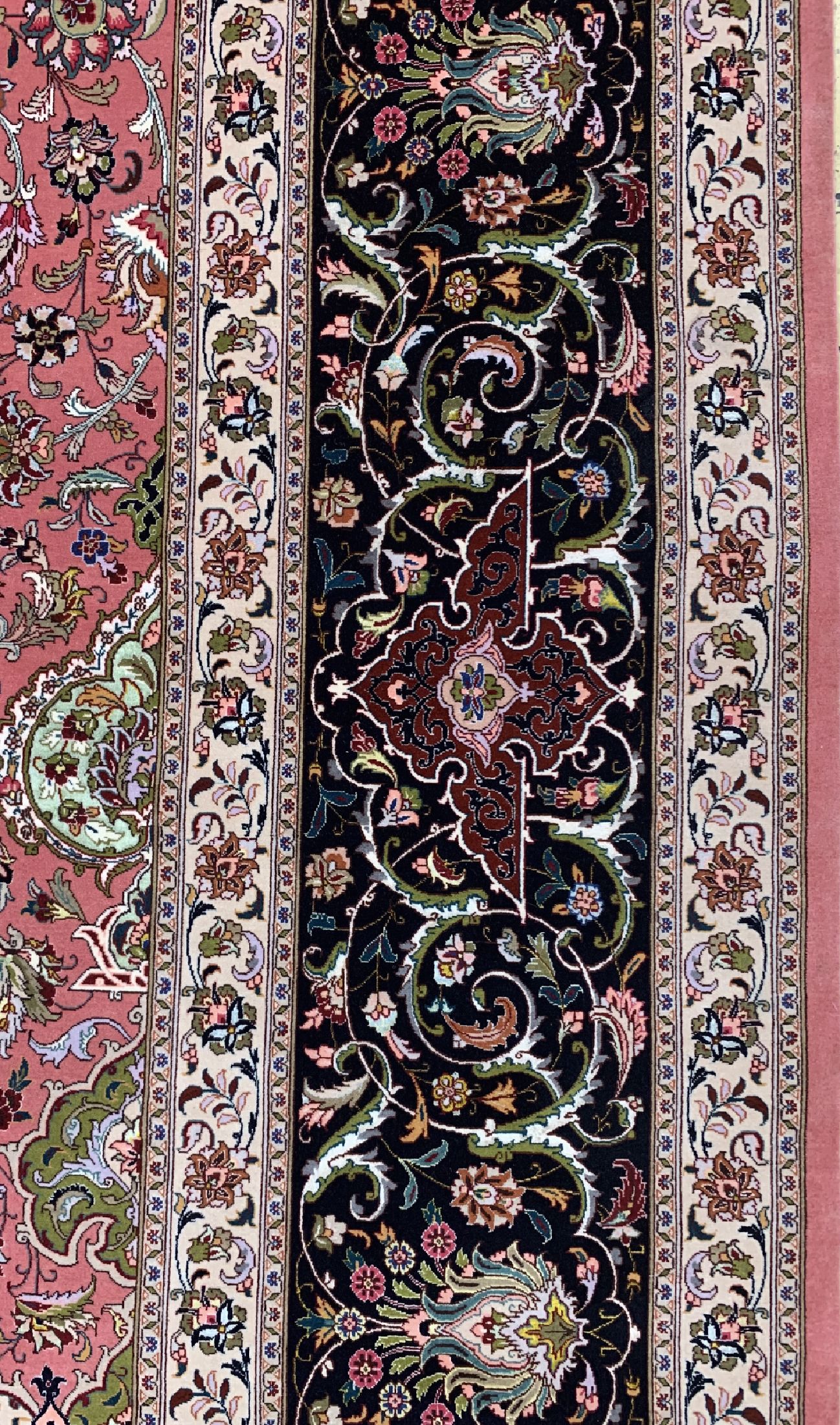 Detail b: Täbriz Palastteppich fein, Persien, um 1960, Korkwolle mit Seide, ca. 600 x 390 cm, ca. 500.000 Kn/qm, EHZ: 1-2.