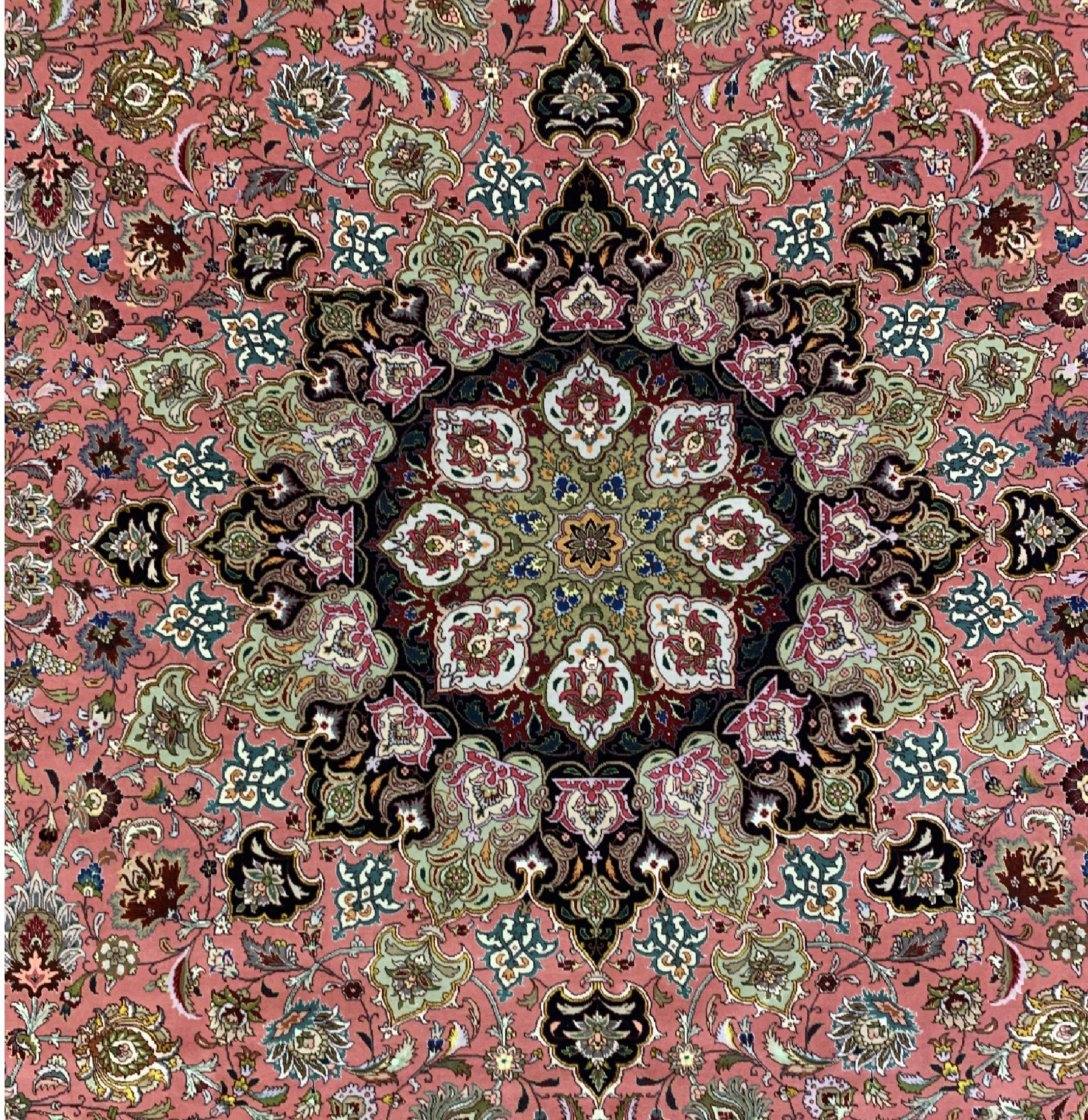 Detail d: Täbriz Palastteppich fein, Persien, um 1960, Korkwolle mit Seide, ca. 600 x 390 cm, ca. 500.000 Kn/qm, EHZ: 1-2.