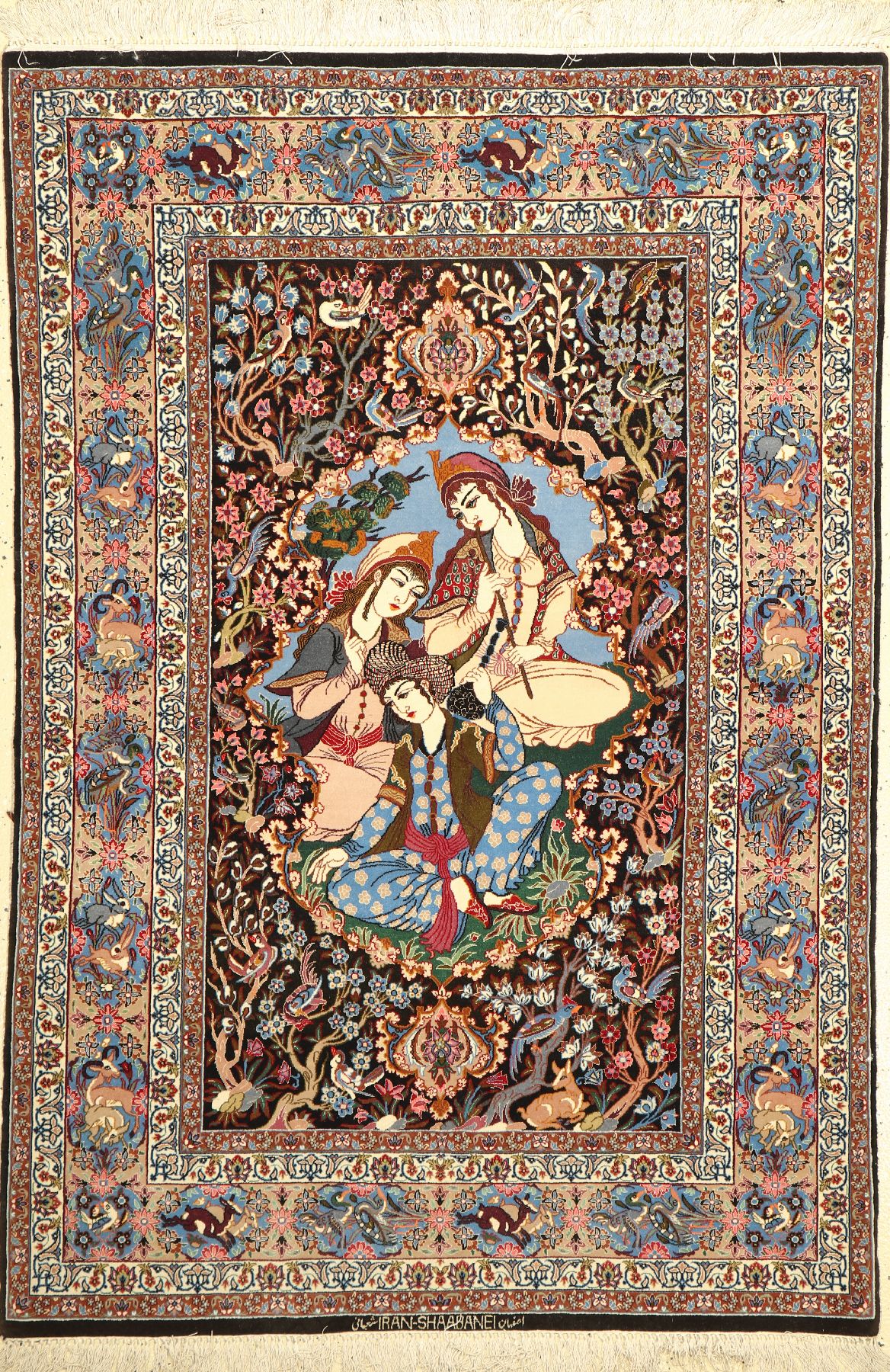 Esfahan fein, signiert, (Shaabanei), Persien, ca. 50 Jahre, Korkwolle mit und auf Seide, ca. 160 x 108 cm, ca. 1.0 Mio. Kn/qm, EHZ: 2