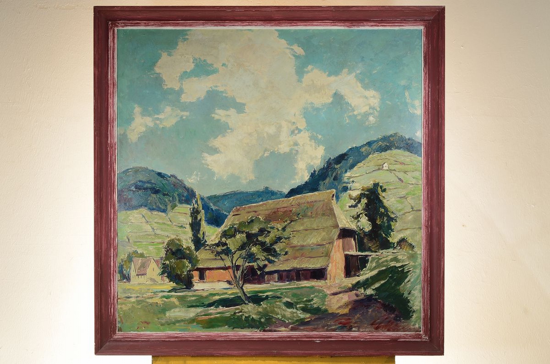 Detail k: Karl Graf, 1902-1986 Speyer, Landschaft in der Südpfalz, Öl/Malkarton, unsigniert, ca. 95x95cm, R. ca. 109x109cm