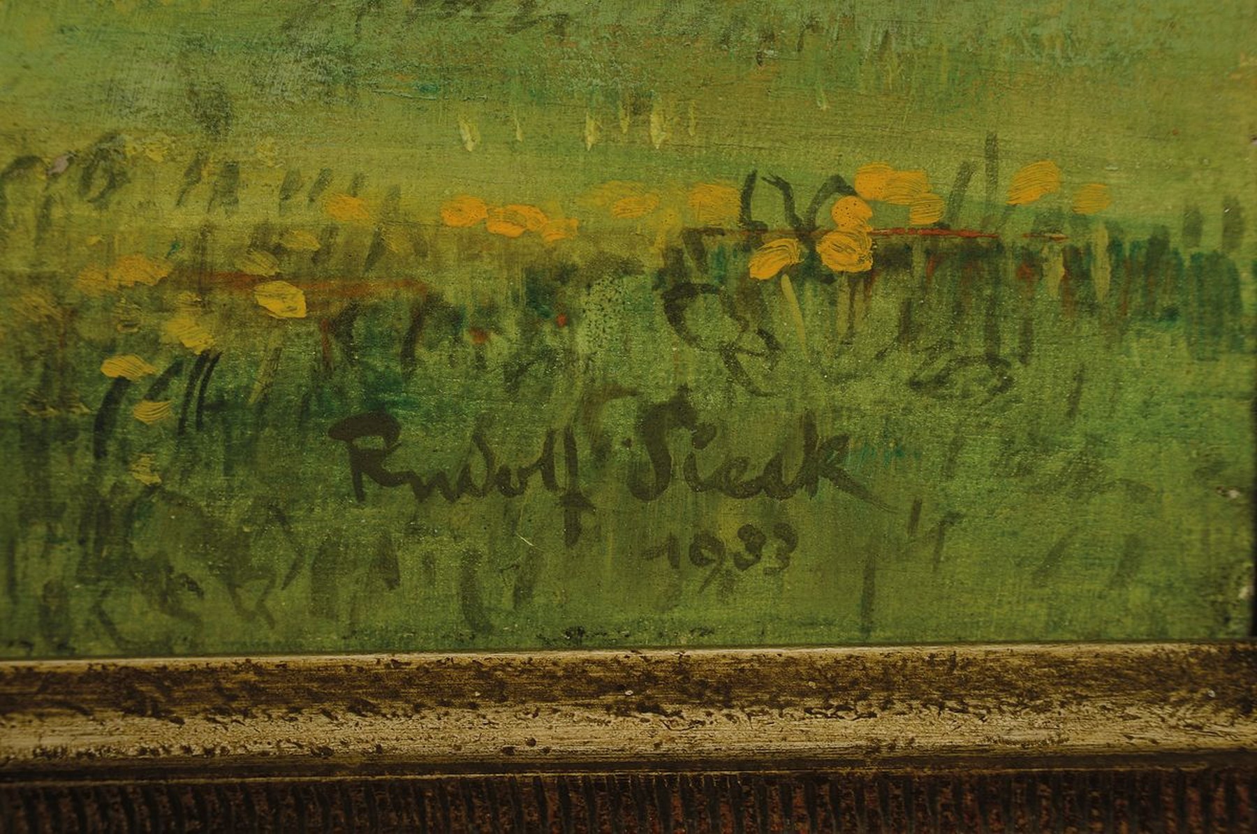 Detail a: Rudolf Sieck, 1877 Rosenheim-1957 Prien, Mai am Chiemsee, rückseitig so betitelt, blühender Baum am Seeufer, Öl/Holz, rechts unten signiert, ca. ...