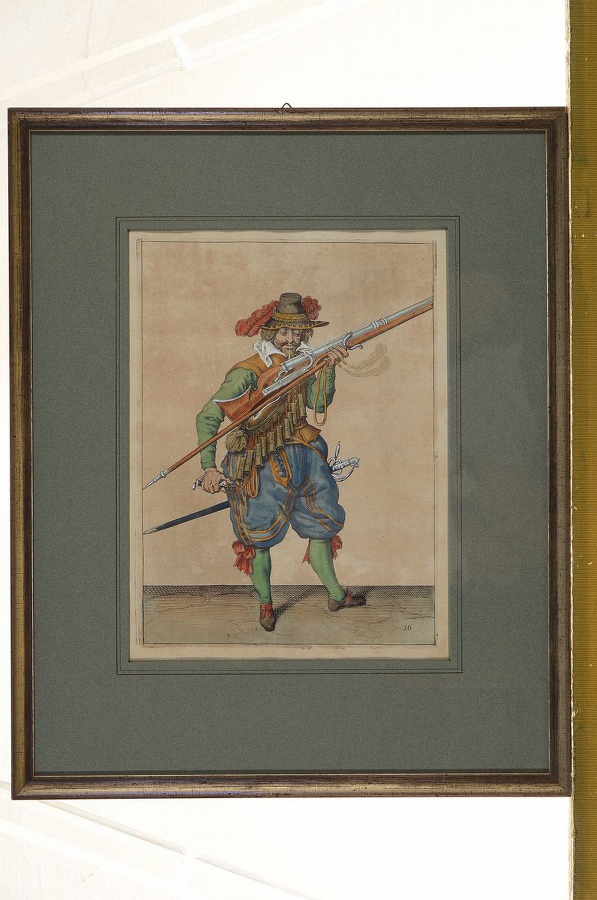 Detail k: Jacques II de Gheyn, 1565 Antwerpen - 1629 Den Haag, Lehre in der Werkstatt Hendrick Goltzius, drei Kupferstiche aus der Serie der 43 Musketiere (um ...