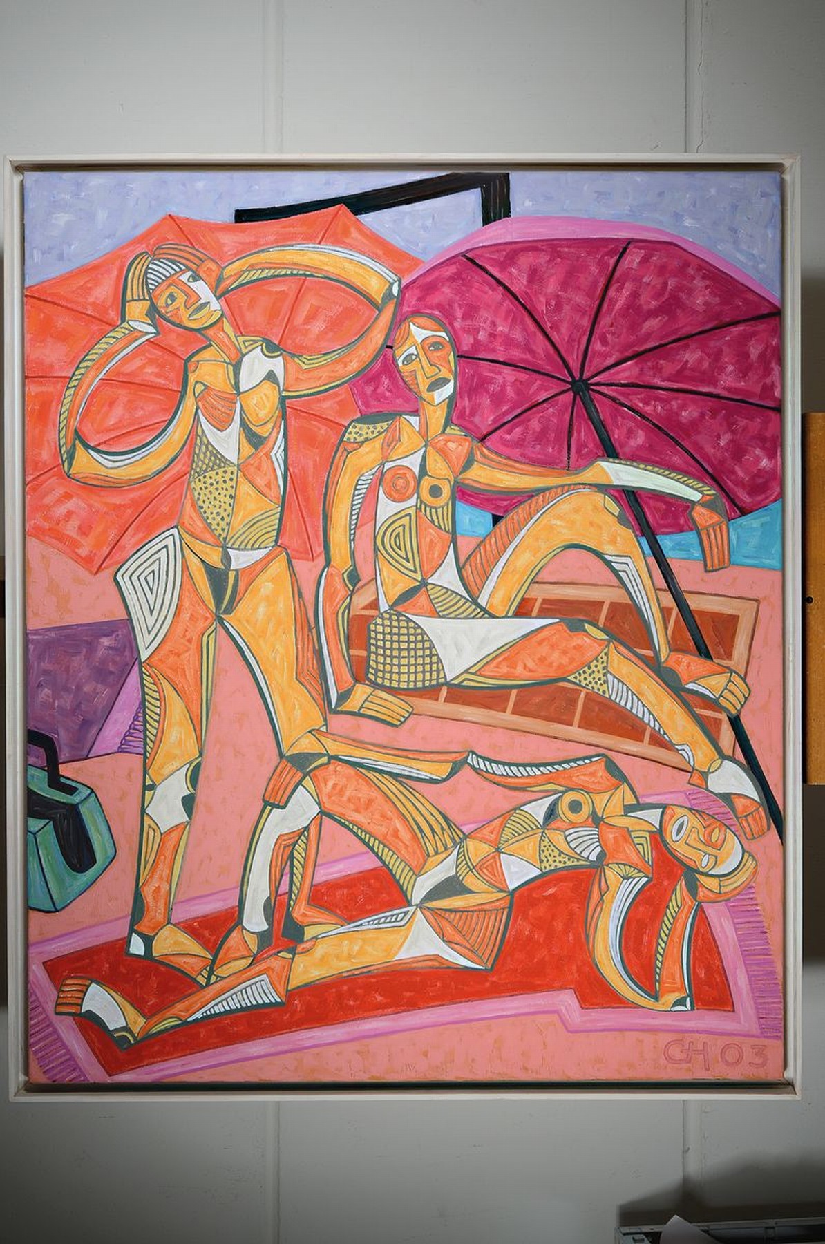Detail k: Alex Christmann, geb. 1932 Heilbronn, ansässig in Schwaigern, Figuren am Strand, Öl/Lwd, rechts unten monogr. und dat. 03, rückseitig betitelt und ...