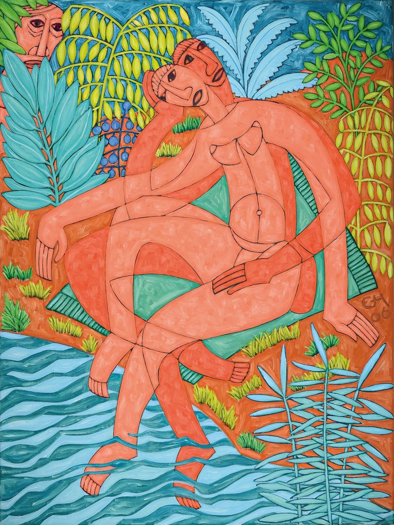 Alex Christmann, geb. 1932 Heilbronn, ansässig in Schwaigern, Mädchen am Fluss, Öl/Lwd, rückseitig betitelt und bezeichnet, ca. 100x75cm, R. ca. ...