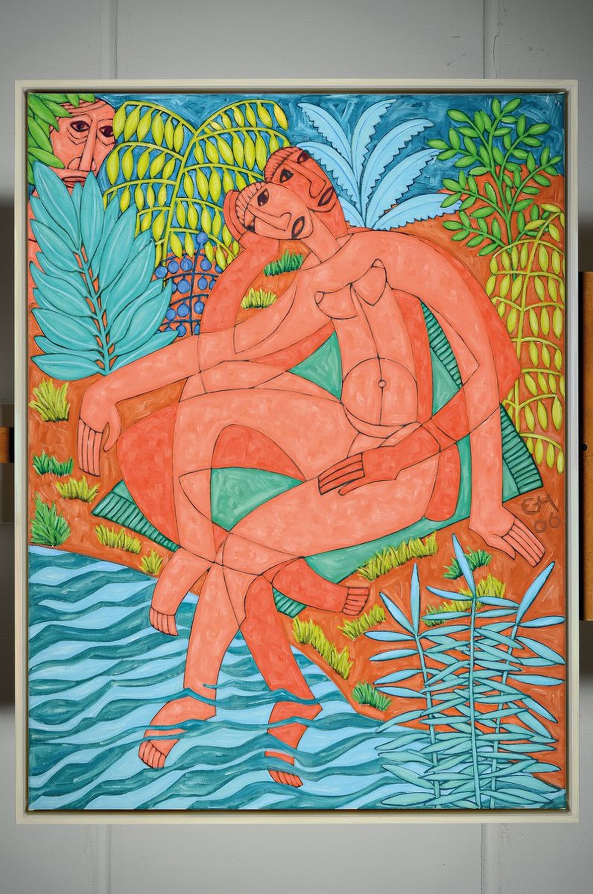Detail k: Alex Christmann, geb. 1932 Heilbronn, ansässig in Schwaigern, Mädchen am Fluss, Öl/Lwd, rückseitig betitelt und bezeichnet, ca. 100x75cm, R. ca. ...