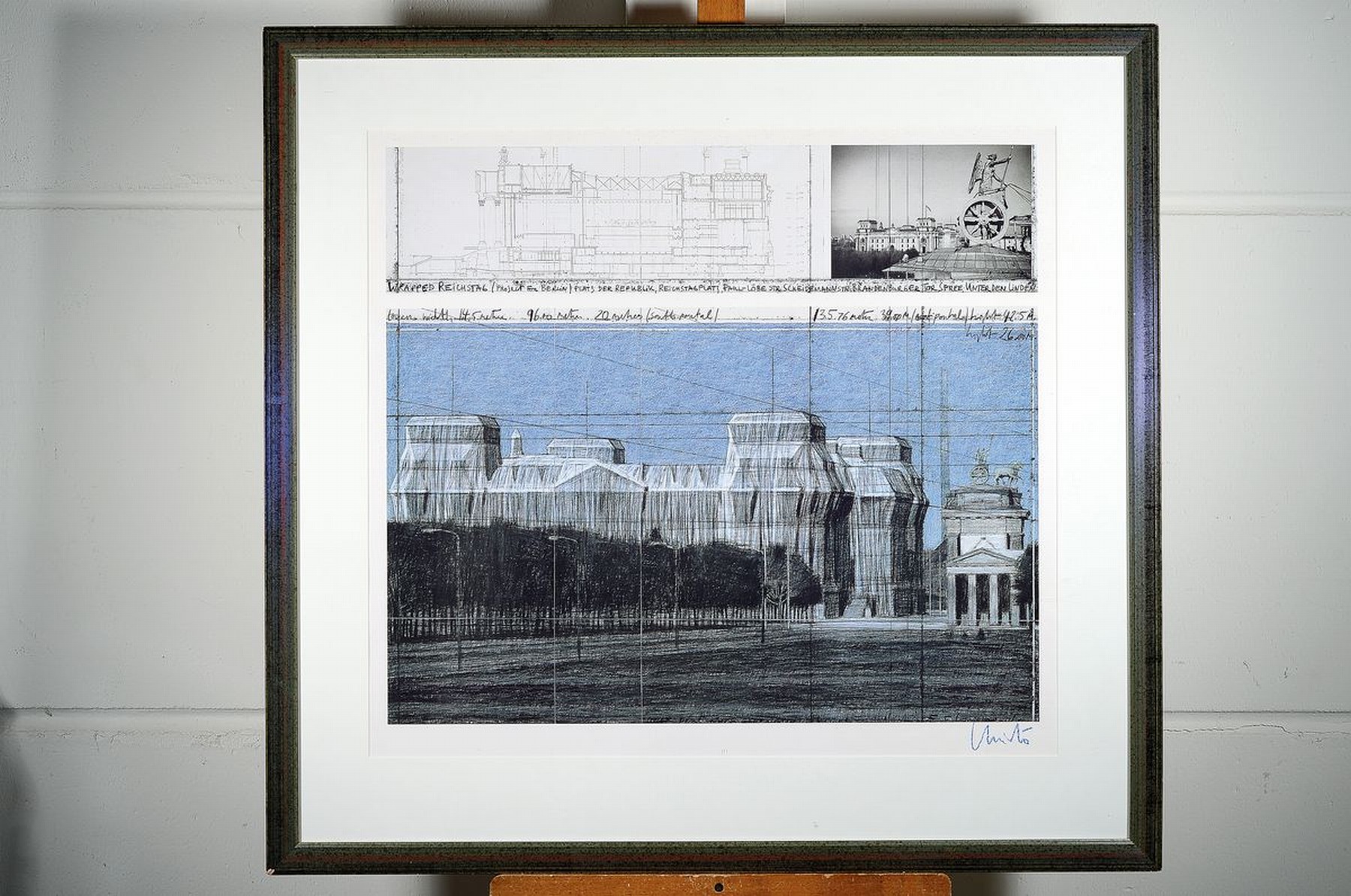 Detail k: Christo, 1935 Gabrovo - 2020 New York City, Wrapped Reichstag, Project for Berlin, Farbserigraphie, rechts unten handsigniert in blau, unter PP und ...