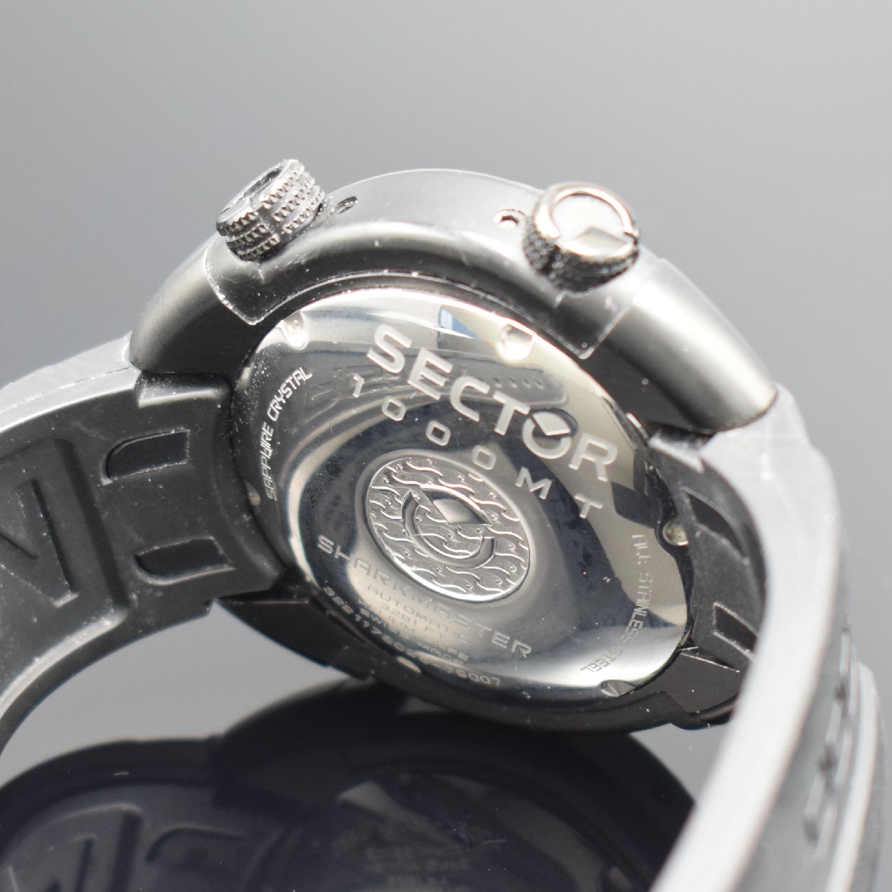 Detail d: SECTOR 1000 MT Shark Master Taucher- Herrenarmbanduhr, Schweiz um 2015, Automatik, geschw. Edelstahlgeh., Boden & Kronen verschr., Krone f. Aufzug, ...
